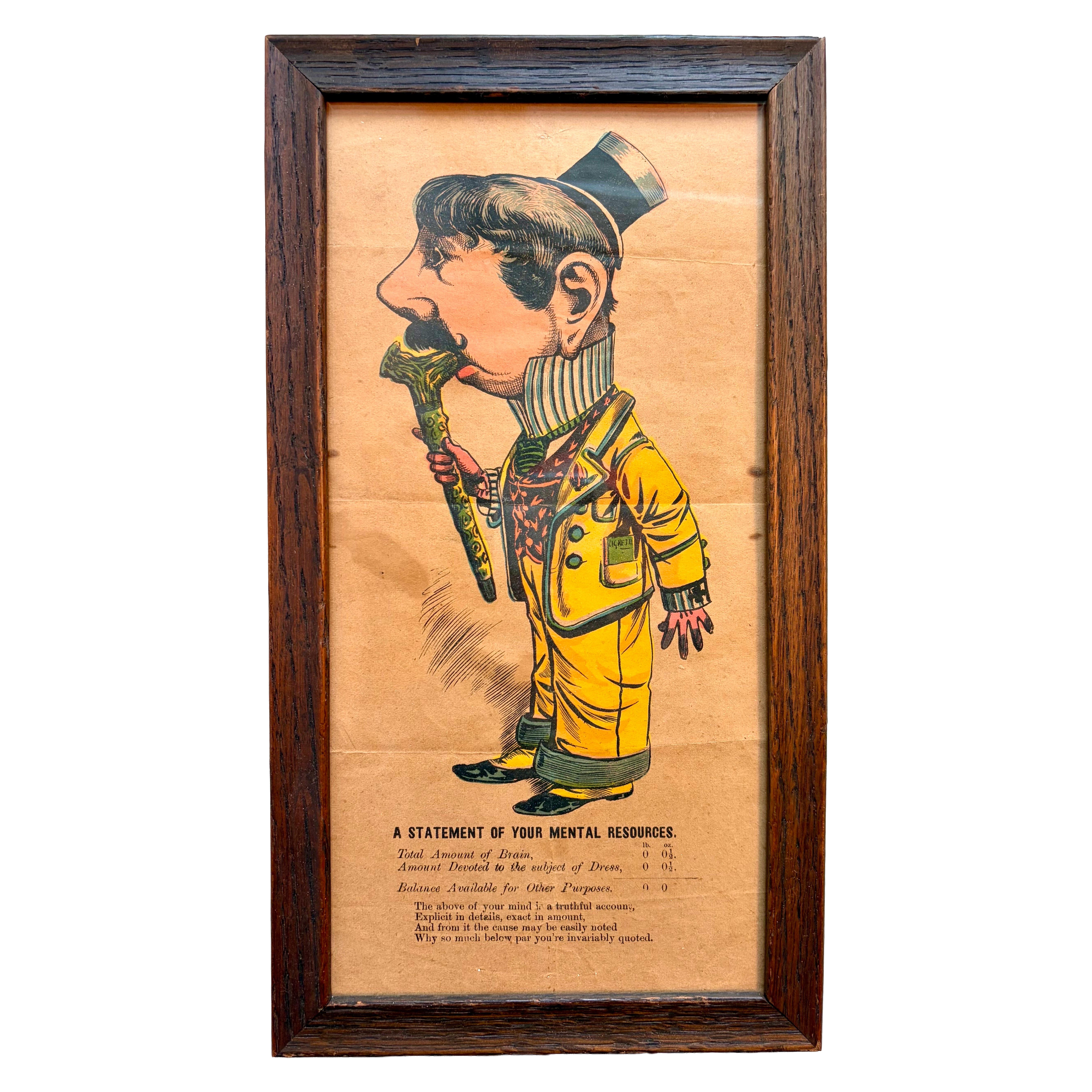 A "Vinegar Valentine" of a "Dandy" Caricature Print, 1850s