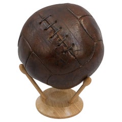 A Vintage 12 Panel Child's Lace Up Leather Football