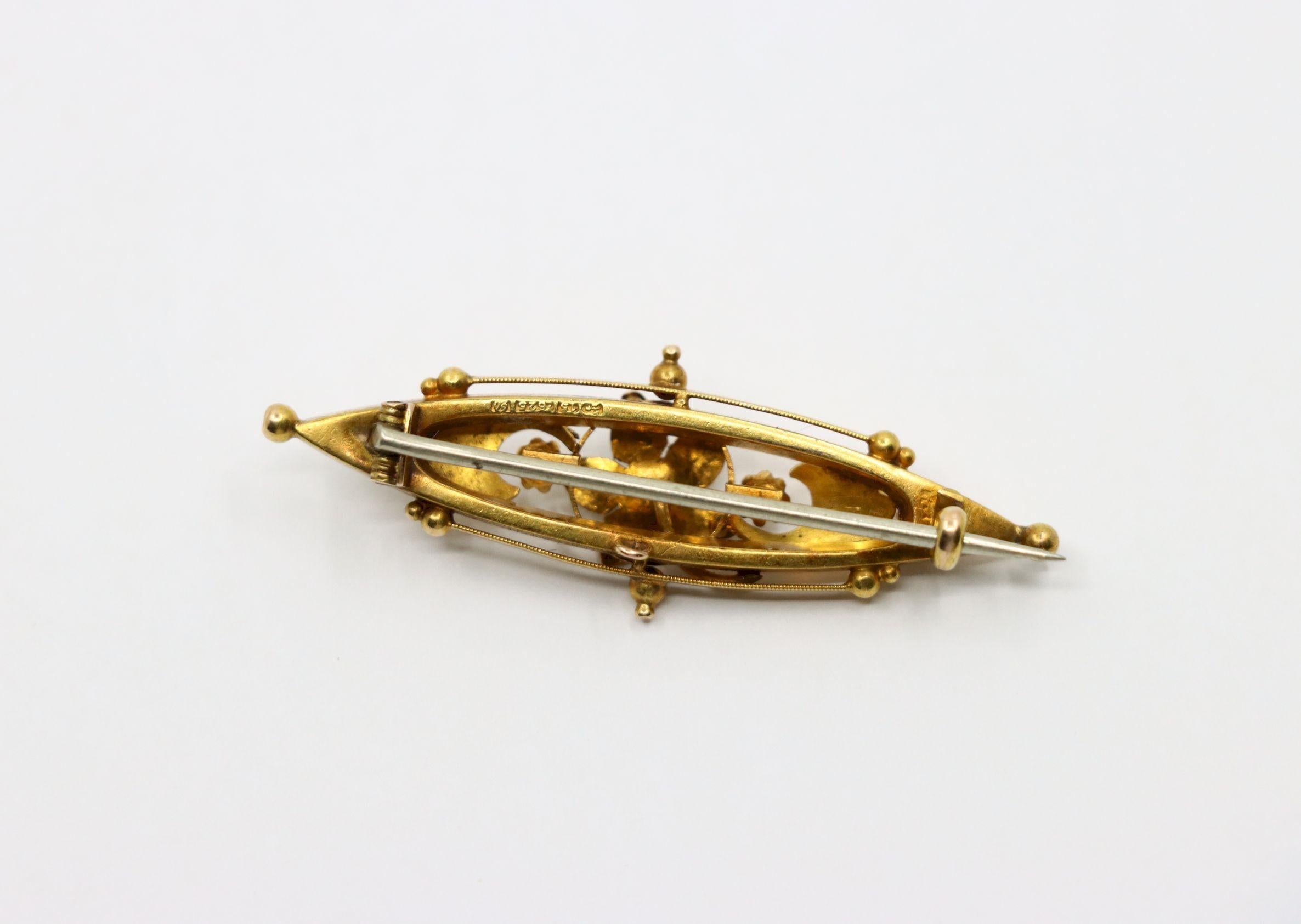 A Vintage 15K Gold Aquamarine Pendant Brooch Pin For Sale 2