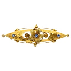 A Vintage 15K Gold Aquamarine Pendant Brooch Pin