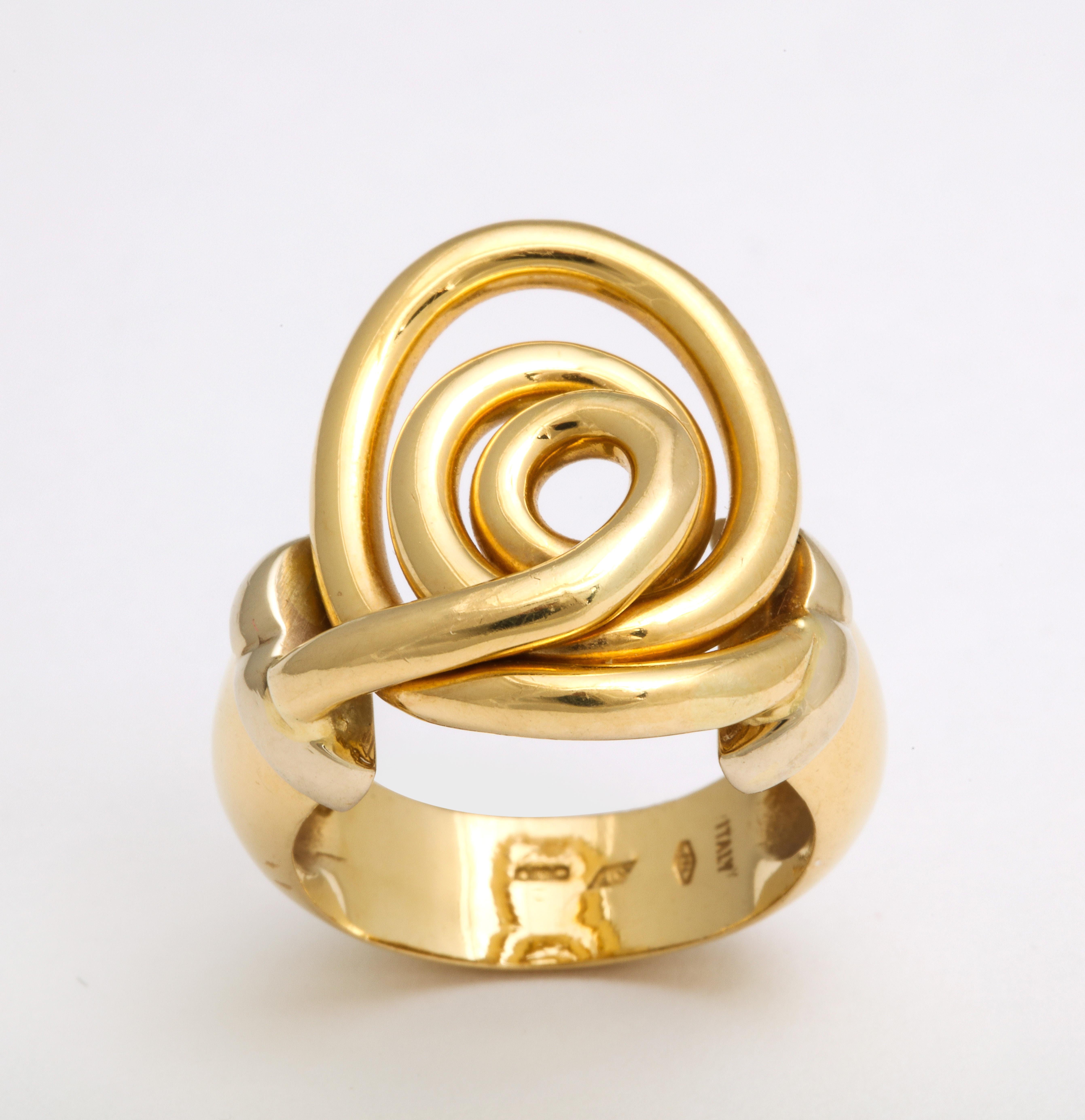 Modern Vintage 18 Kt Spiral Swirl Fashion Ring