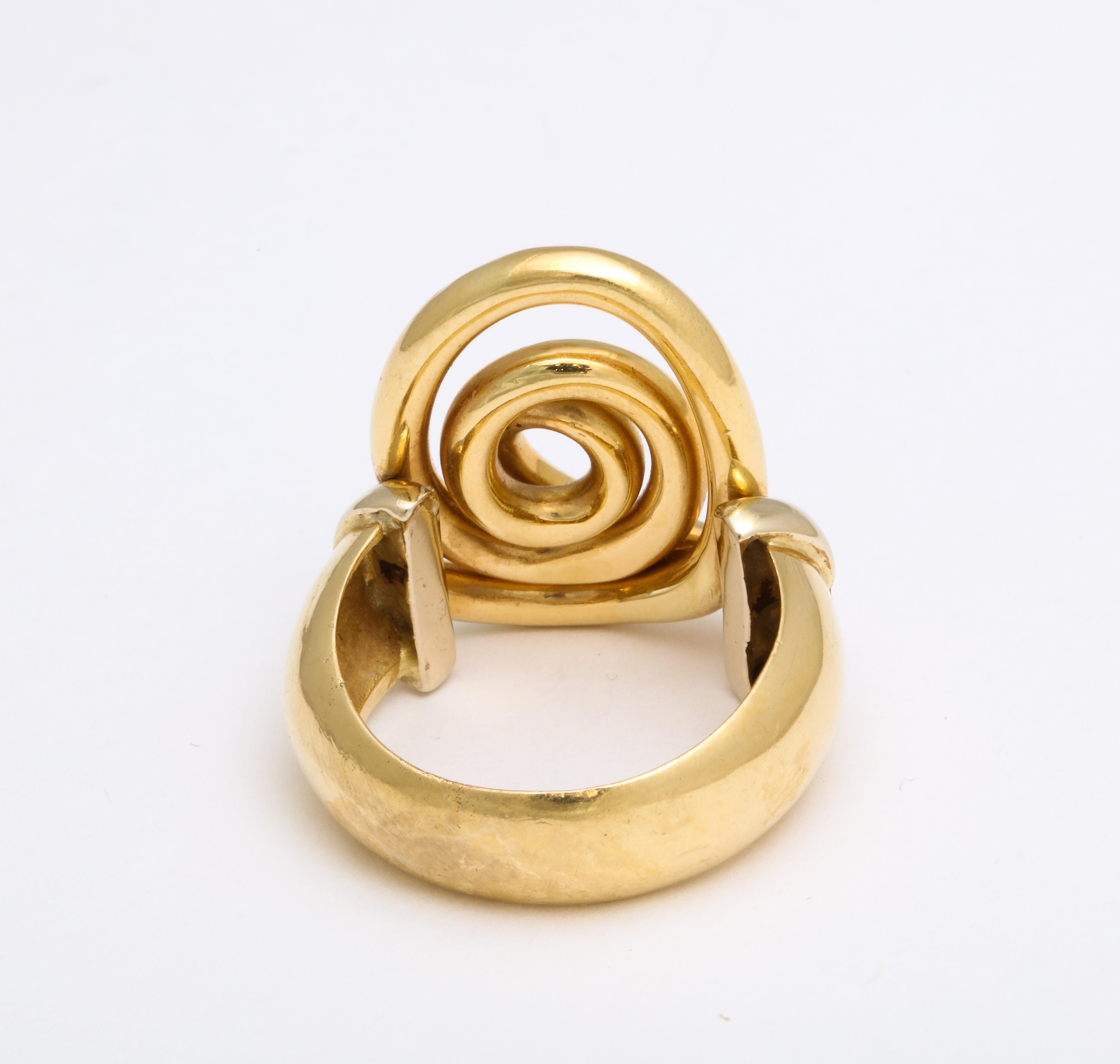 Women's or Men's Vintage 18 Kt Spiral Swirl Fashion Ring