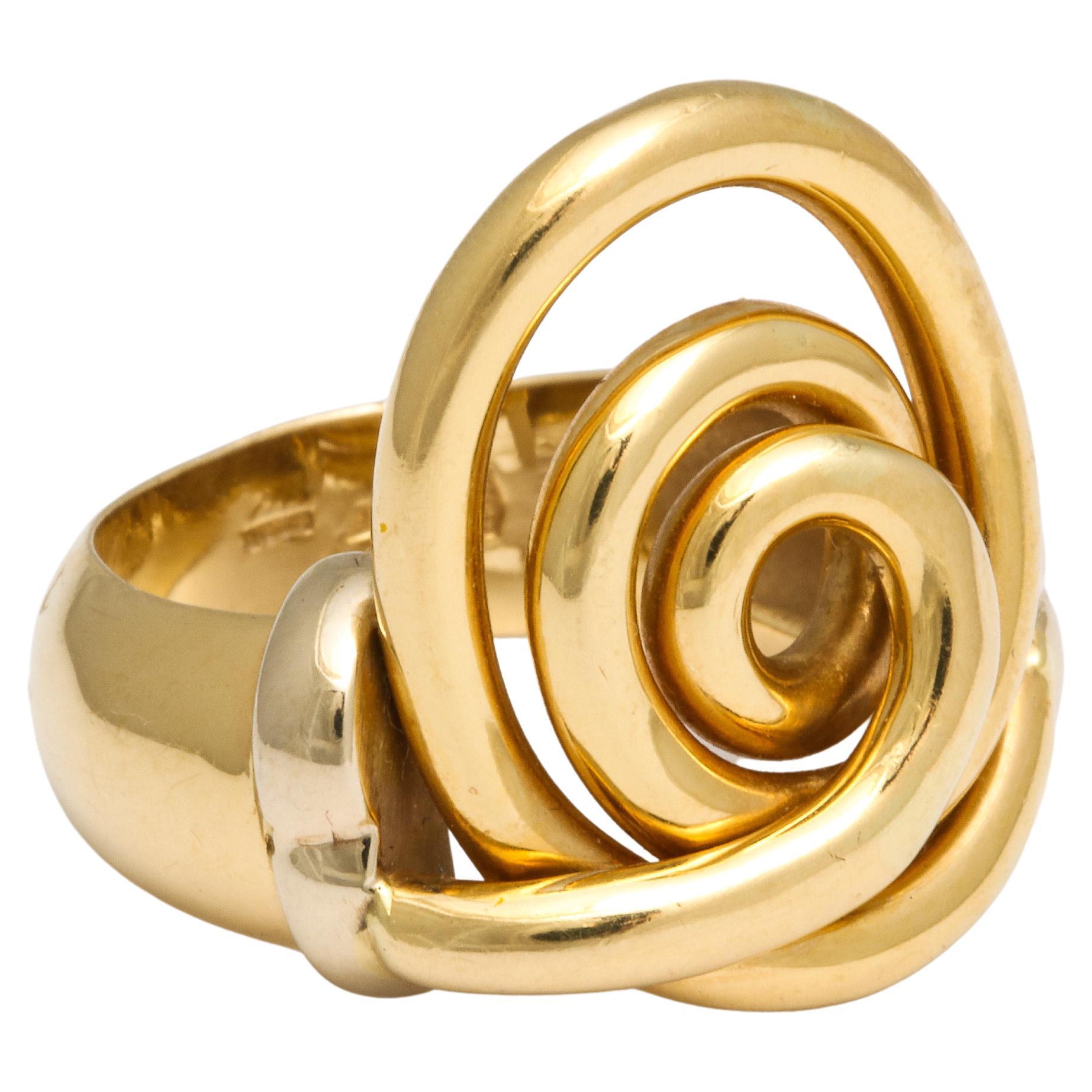 Vintage 18 Kt Spiral Swirl Fashion Ring