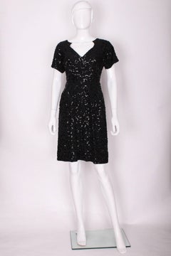 A Vintage 1940s Jeanne Paquin Sequin black Cocktail Dress