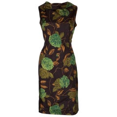 A Vintage 1950s floral printed wiggle shift dress