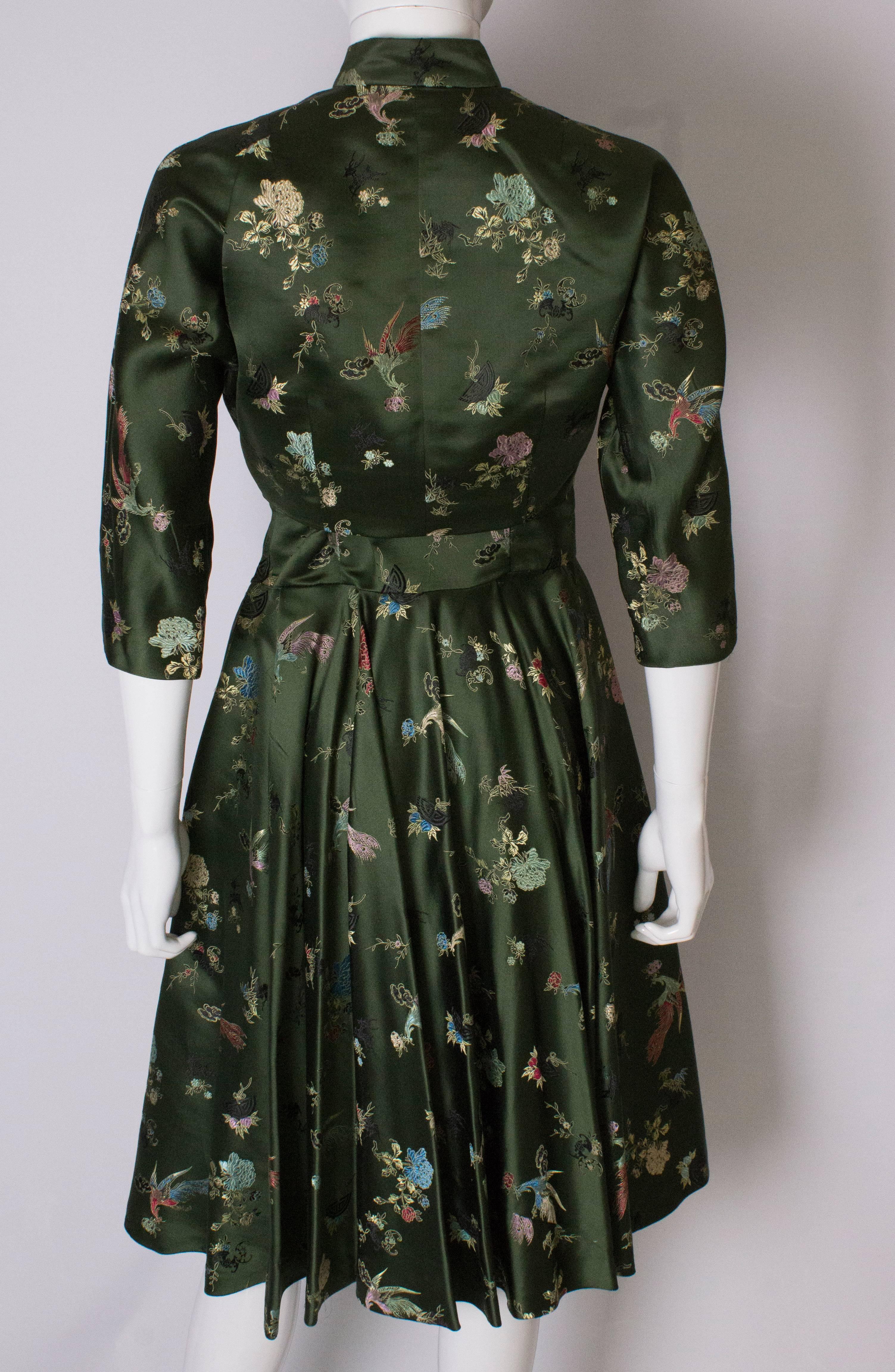 A Vintage 1950s Green Dress and Bolero Jacket by Butterick  For Sale 2