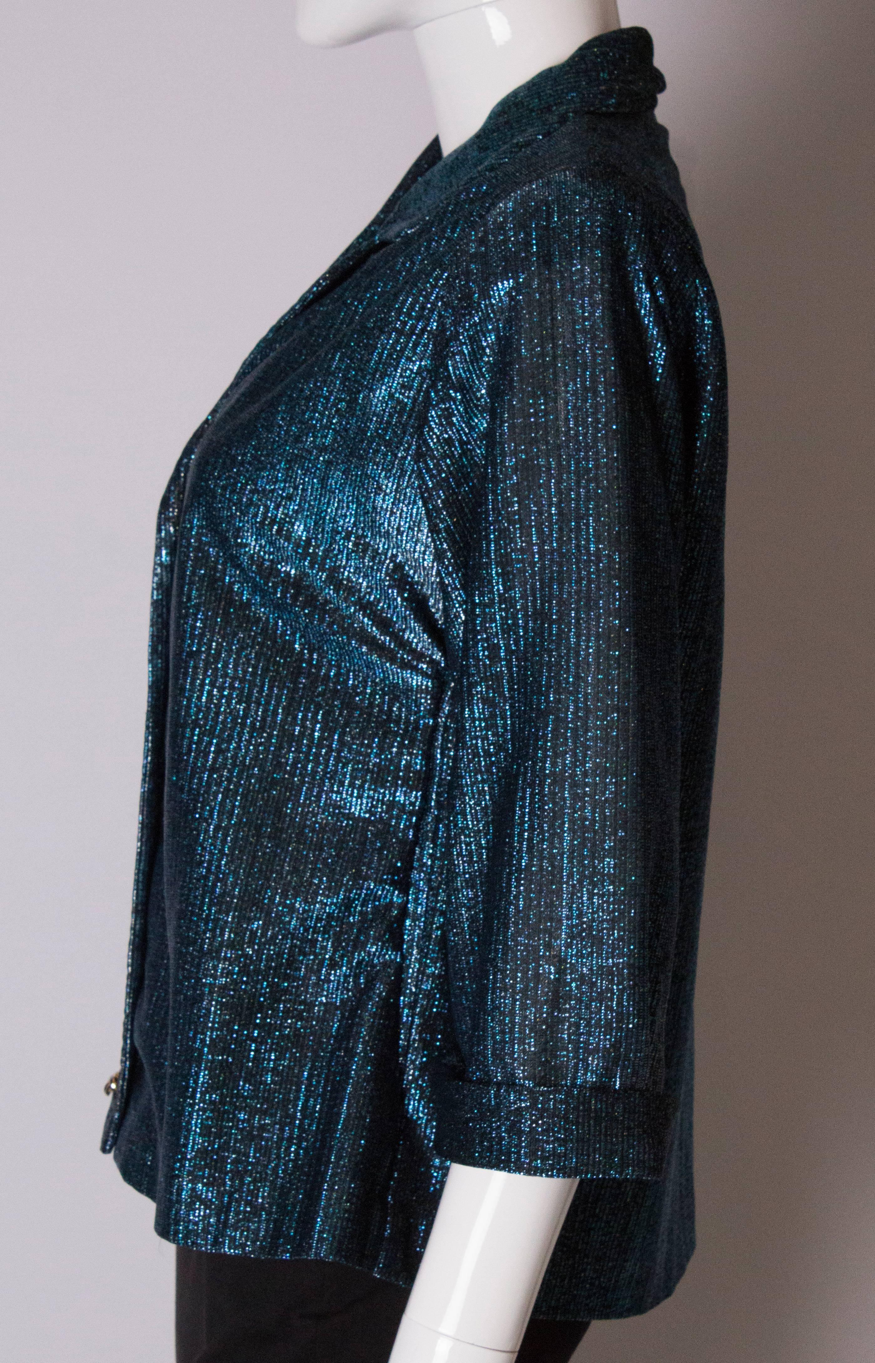 A Vintage 1960s Blue Lurex  Jacket For Sale 2