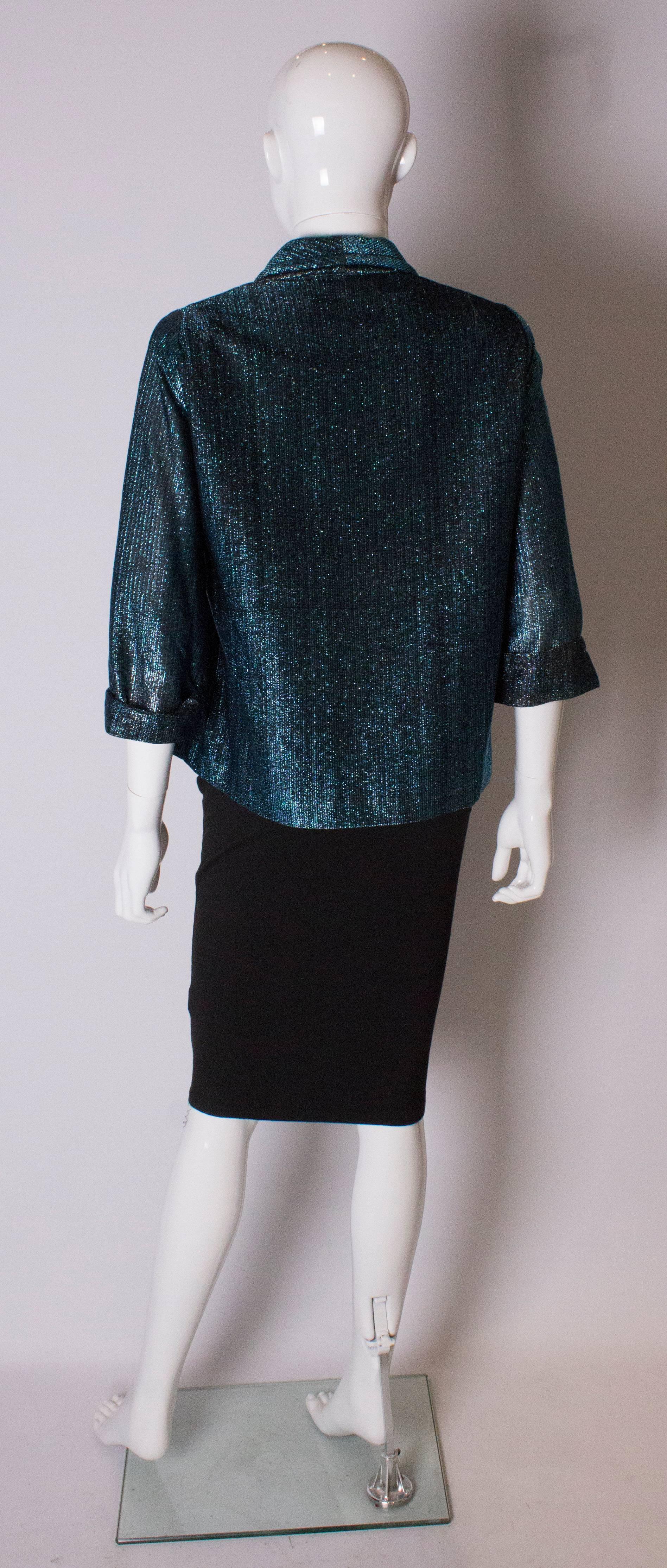 A Vintage 1960s Blue Lurex  Jacket For Sale 3