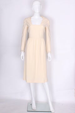 A vintage 1960s Courreges cream Wool and Silk Dress Model 29074