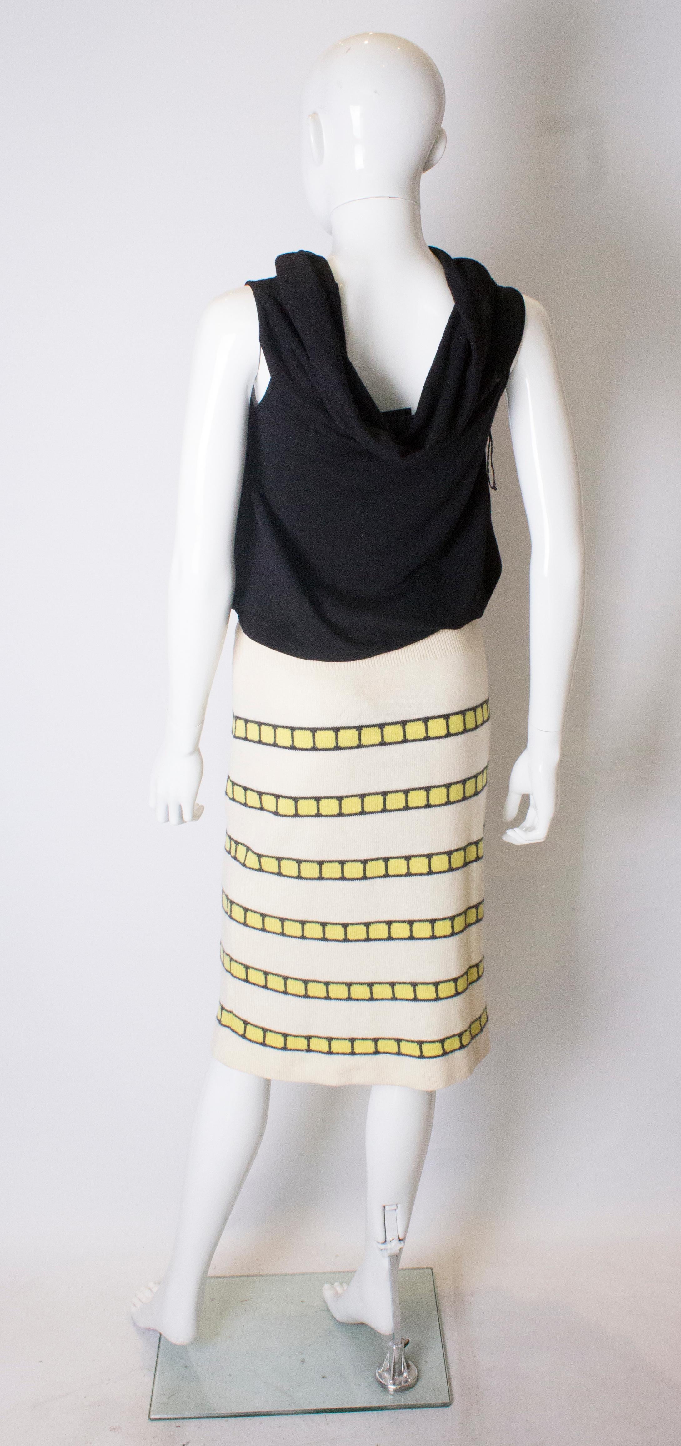 A vintage 1960s cream cashmere (made in scotland) stripe pencil skirt  1
