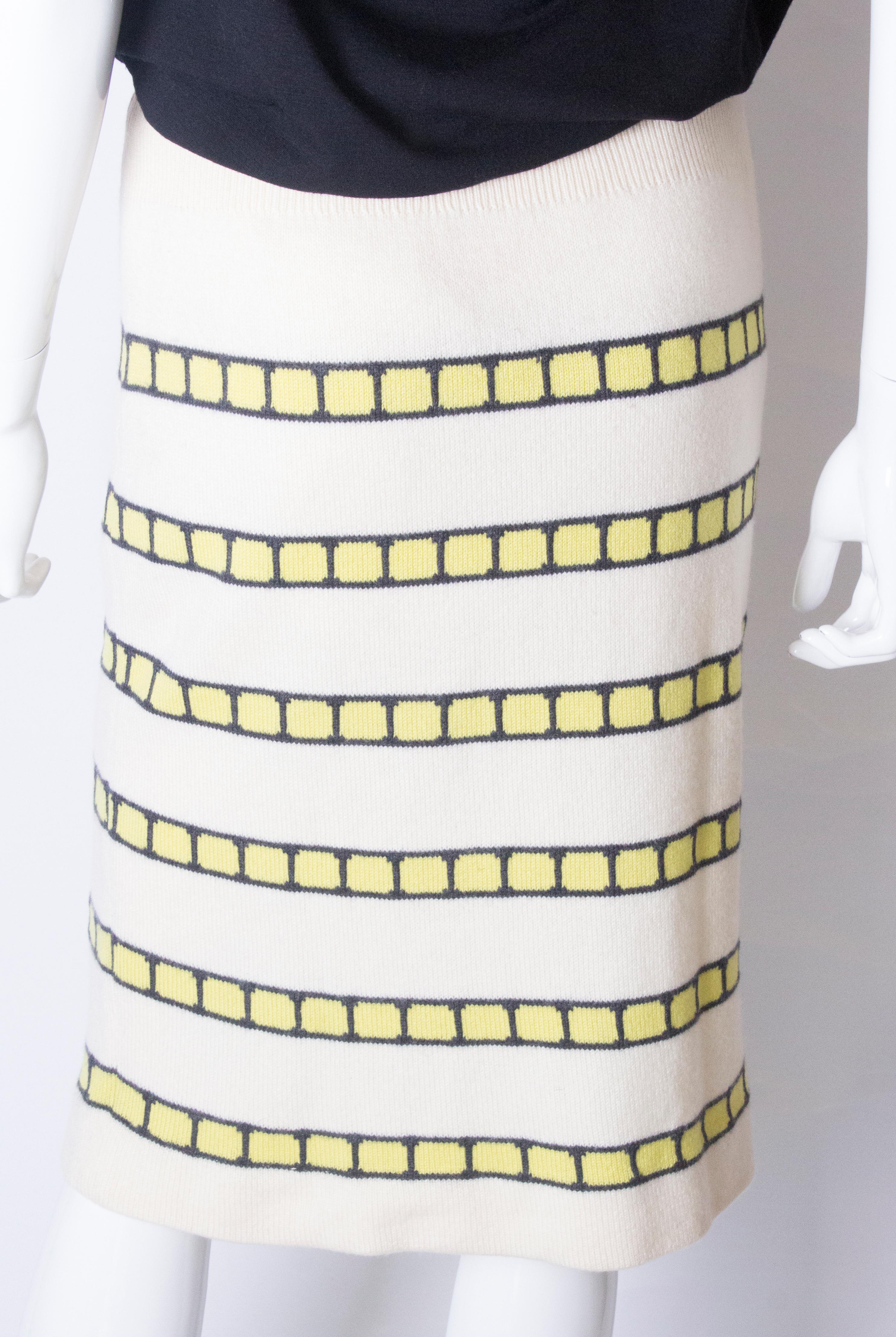 A vintage 1960s cream cashmere (made in scotland) stripe pencil skirt  2