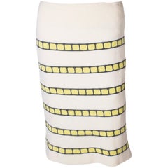 A Vintage 1960s cream cashmere (made in scotland) stripe pencil skirt