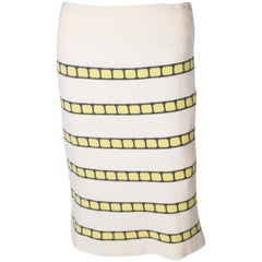 A vintage 1960s cream cashmere (made in scotland) stripe pencil skirt 