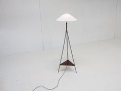Vintage 1960s Floor Lamp on a Triangular Base with Pleated Shade