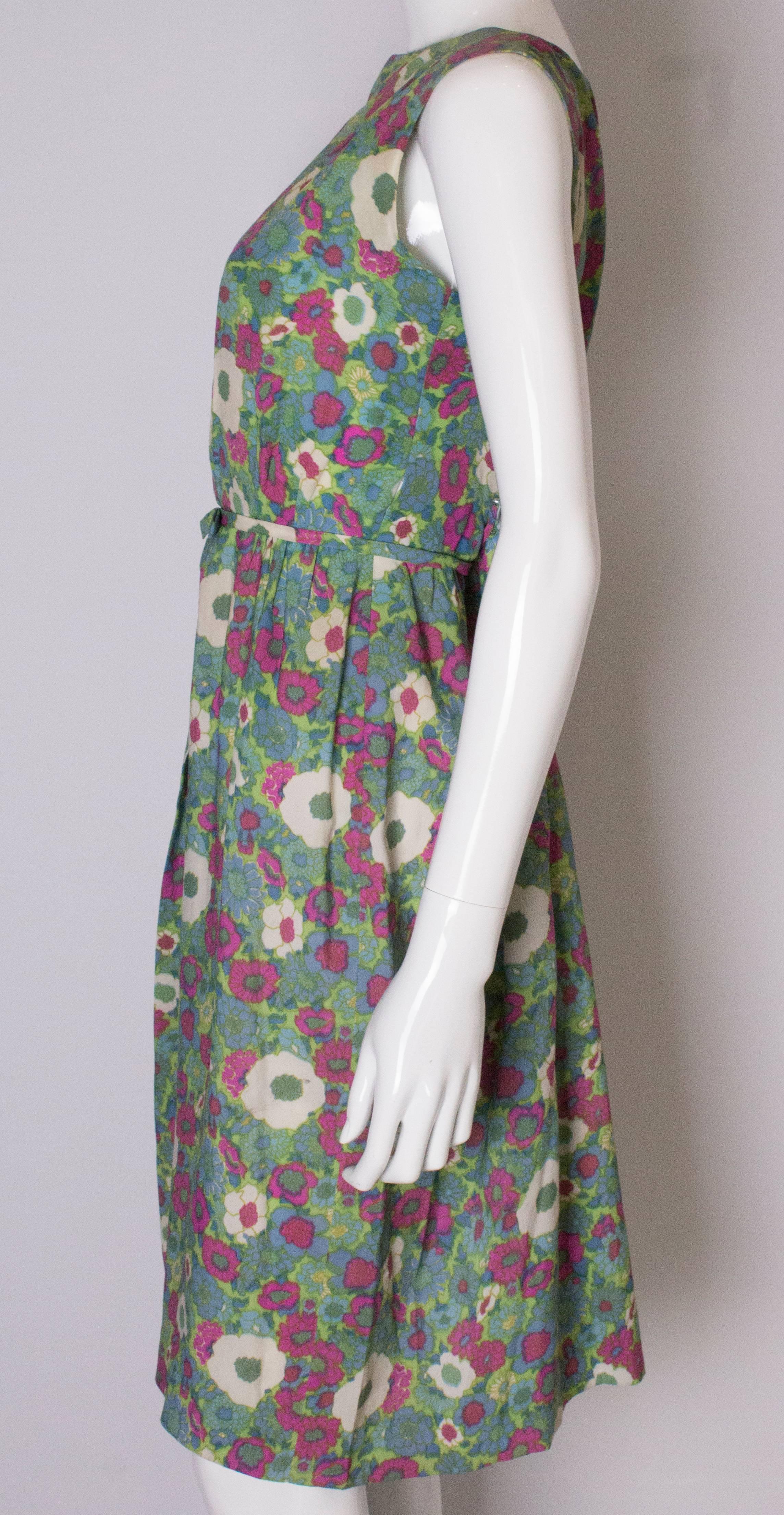 Gray A Vintage 1960s Floral Print Summer Day Dress For Sale