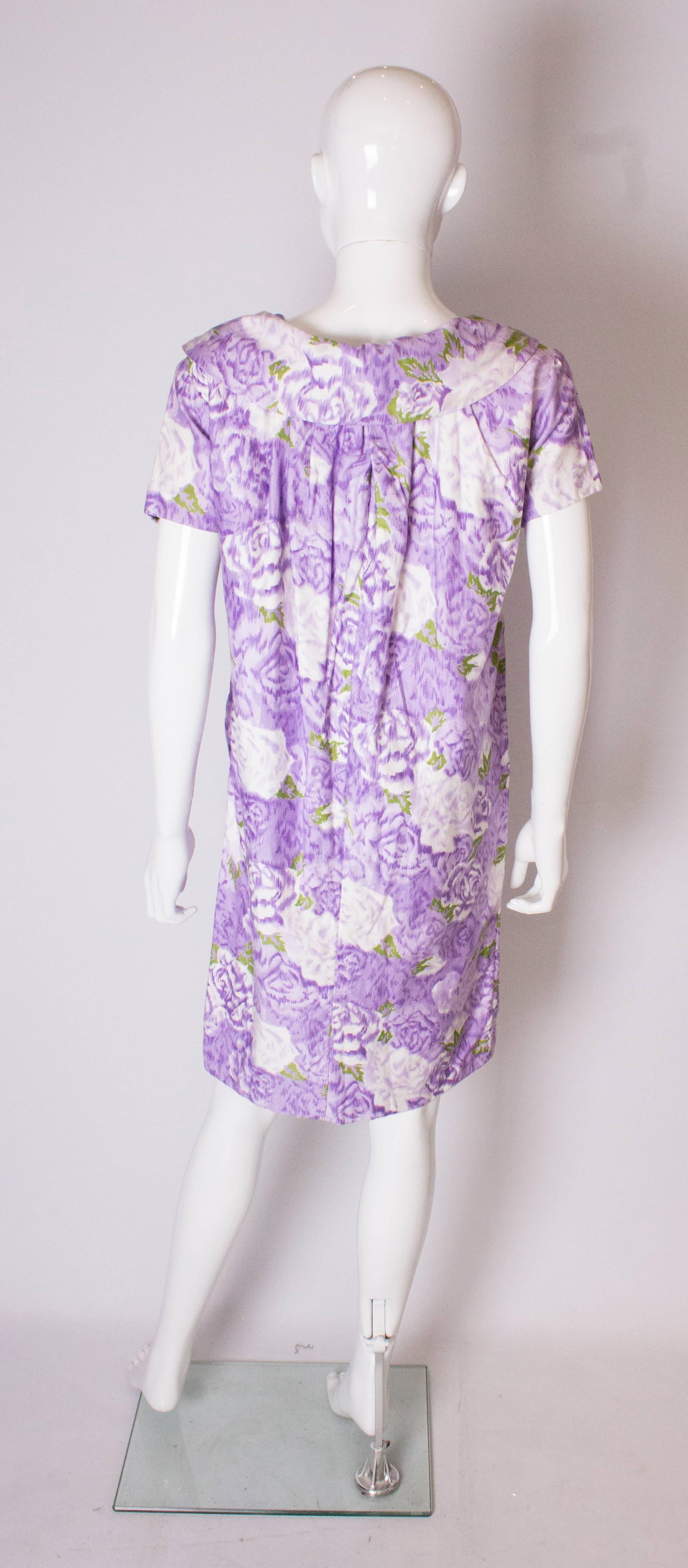 A Vintage 1960s Printed Cotton  Dress by Californian  For Sale 1