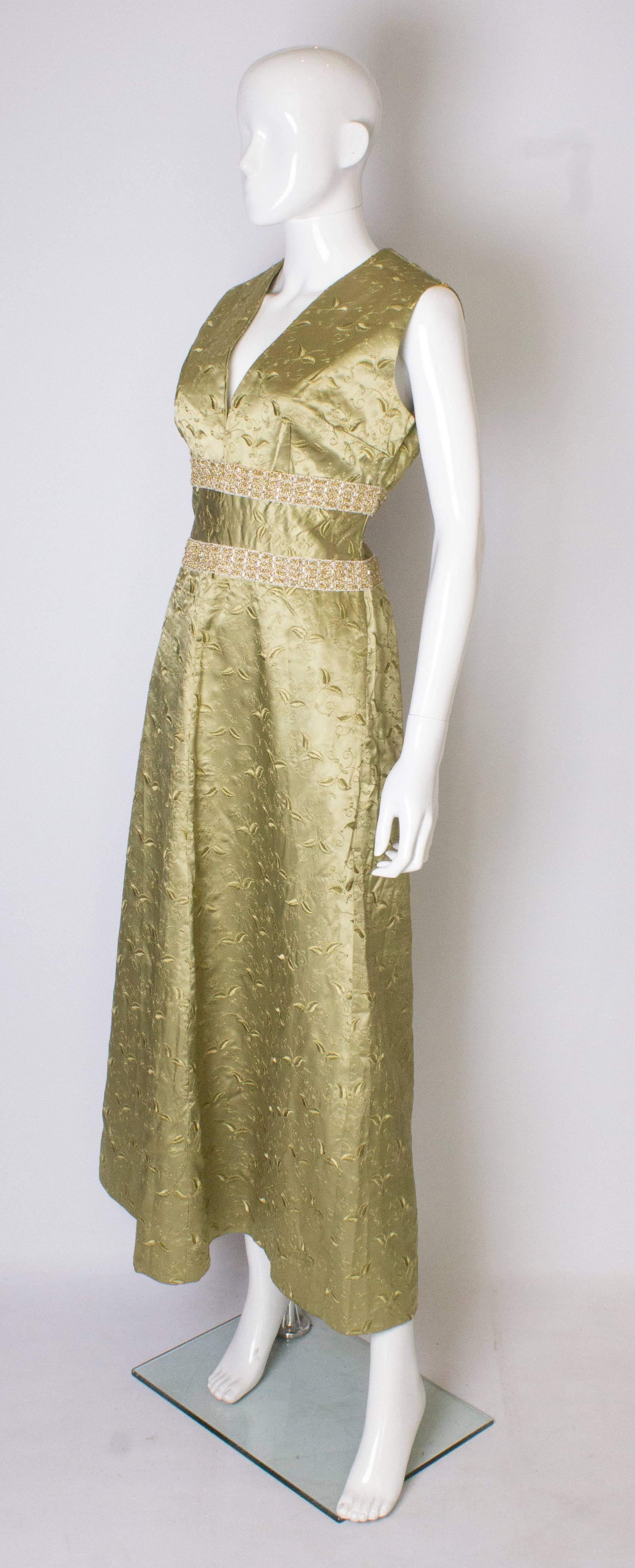 sage green and gold dress