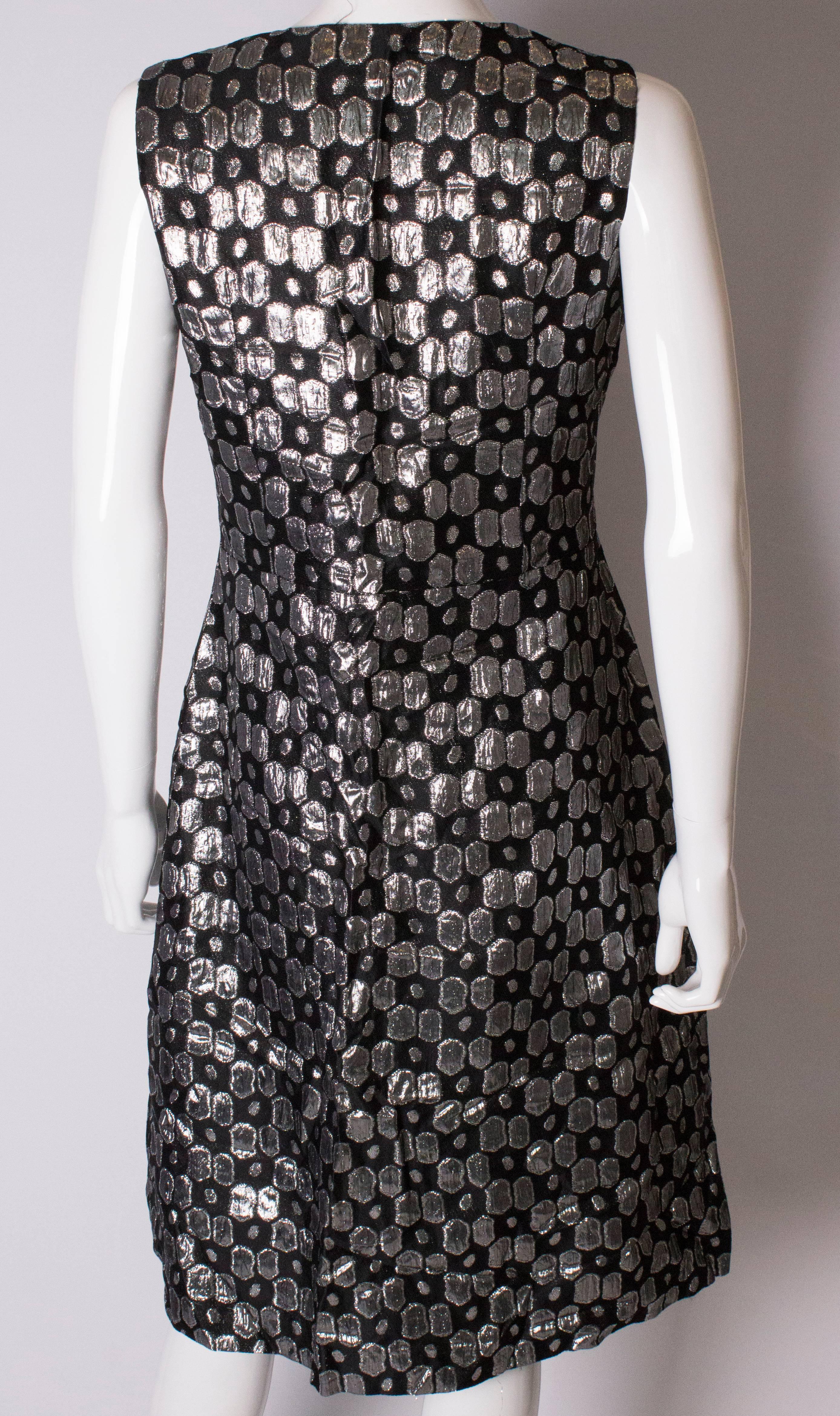 A Vintage 1960s Silver and Black Waistcoat /Mini Dress For Sale 4
