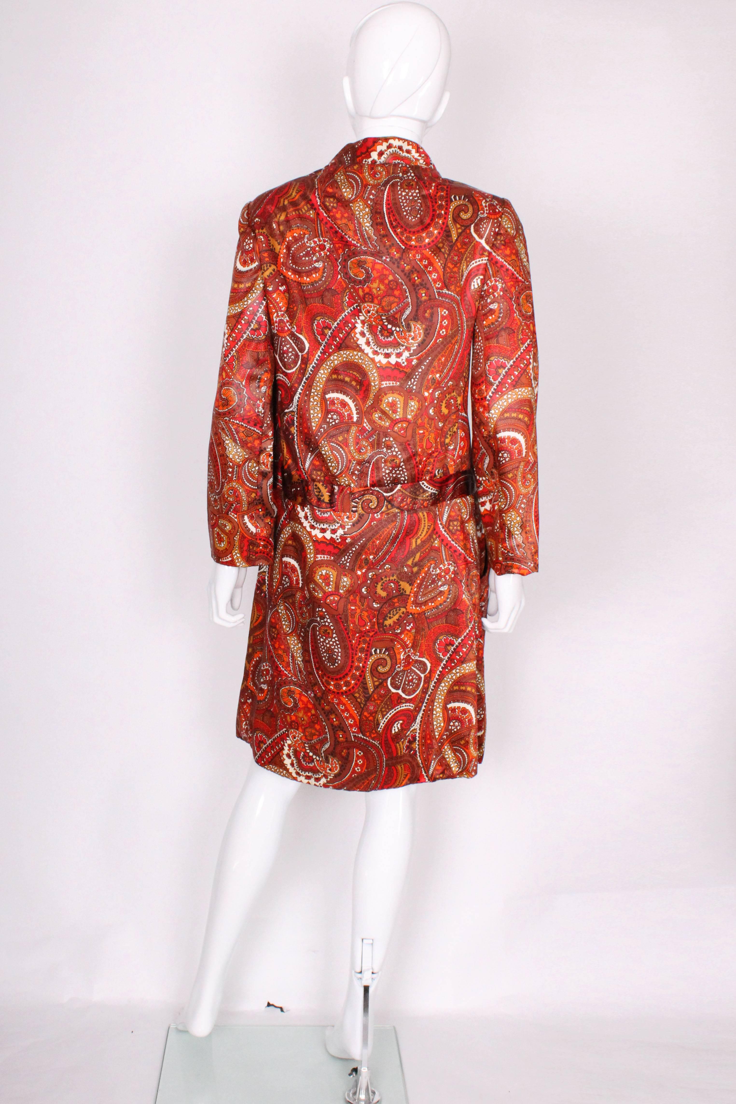 Women's A vintage 1970s Bill Blass paisley print orange Coat