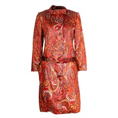 A vintage 1970s Bill Blass paisley print orange Coat