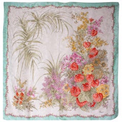 A Vintage 1970s floral printed silk scarf by Gucci