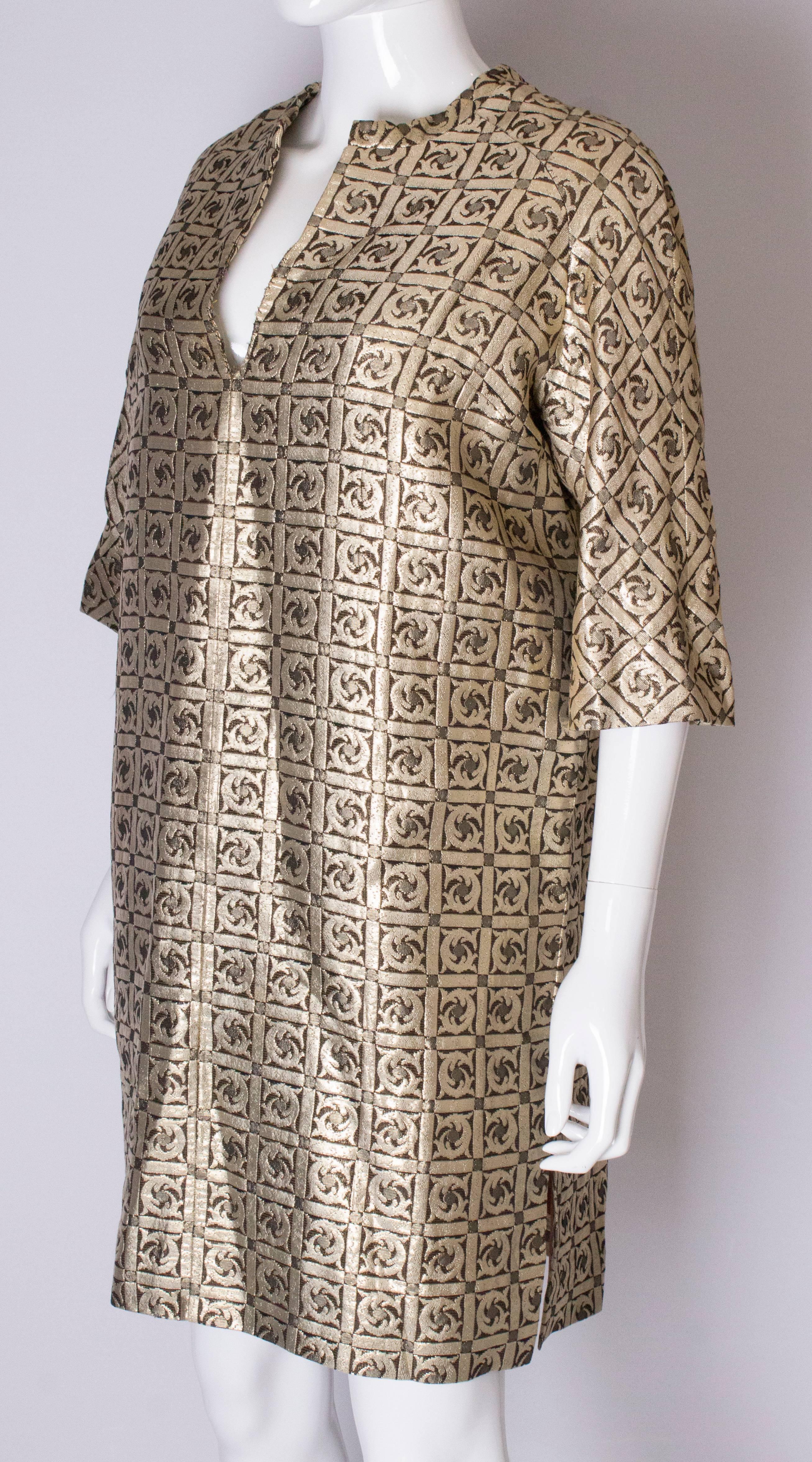 A Vintage 1970s Gold Brocade Tunic Dress  /Top In Good Condition For Sale In London, GB