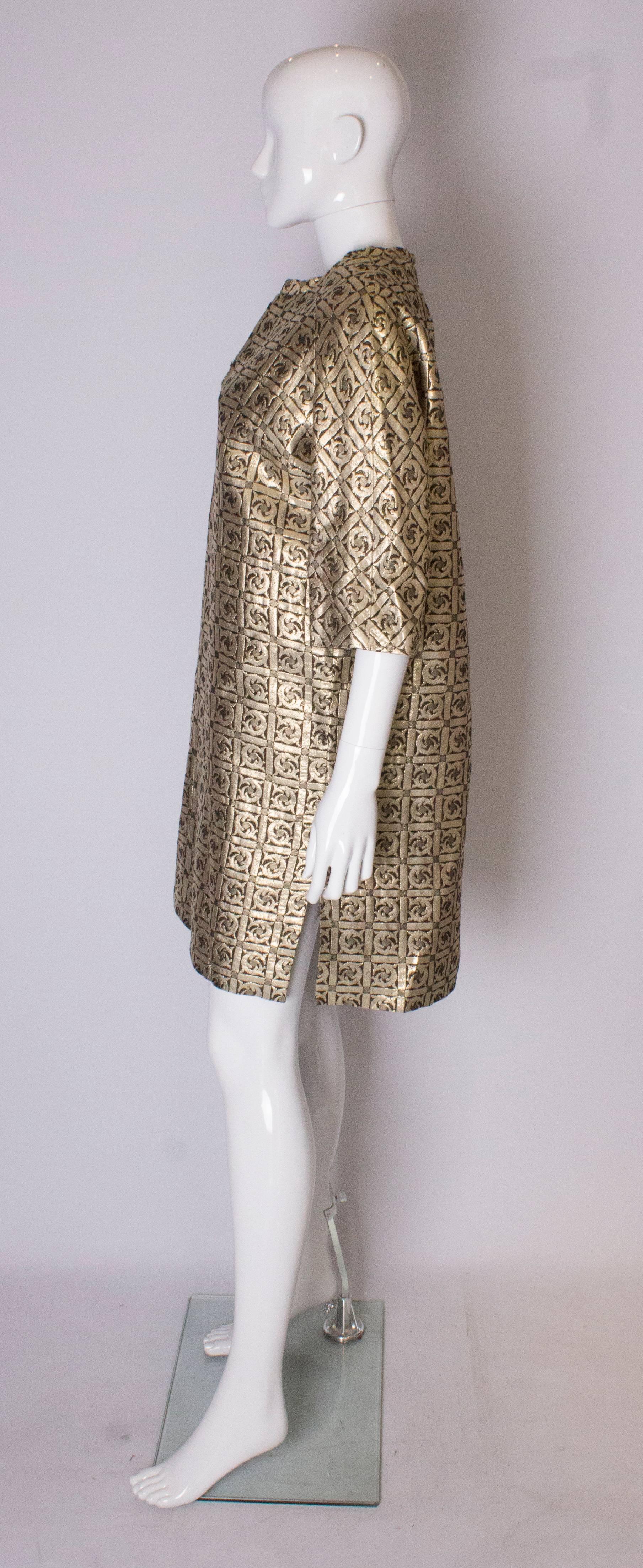 Women's A Vintage 1970s Gold Brocade Tunic Dress  /Top For Sale