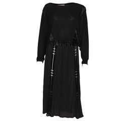 Robe de cocktail noire vintage Janice Wainwright des années 1970