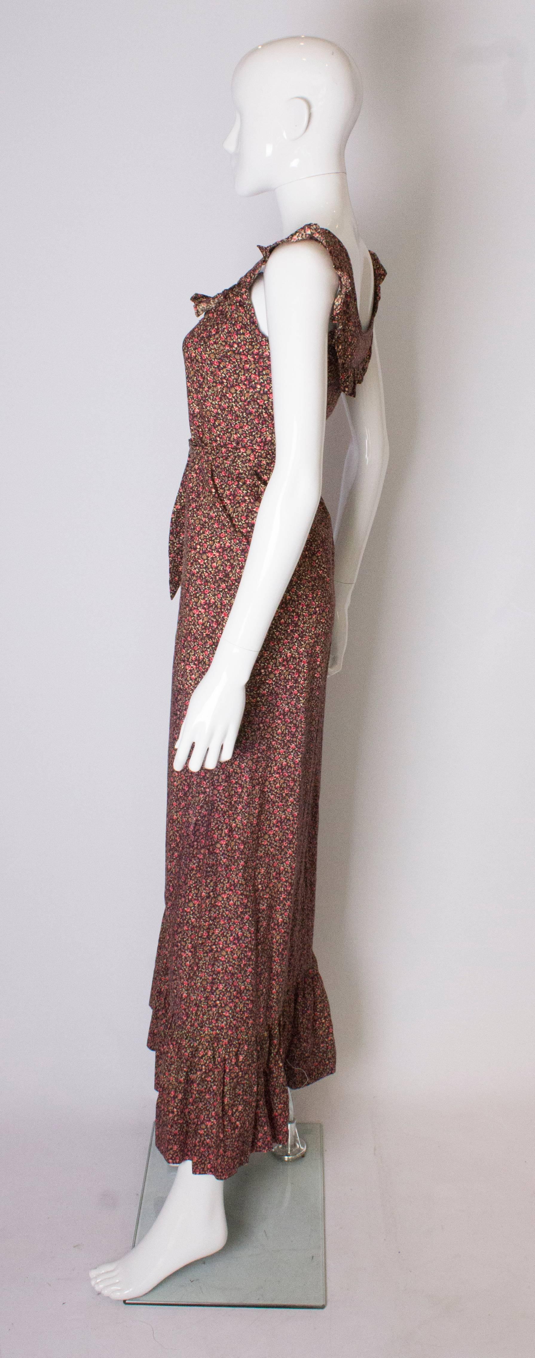 Women's or Men's A Vintage 1970s  Quad Floral Print Cotton Dress  For Sale