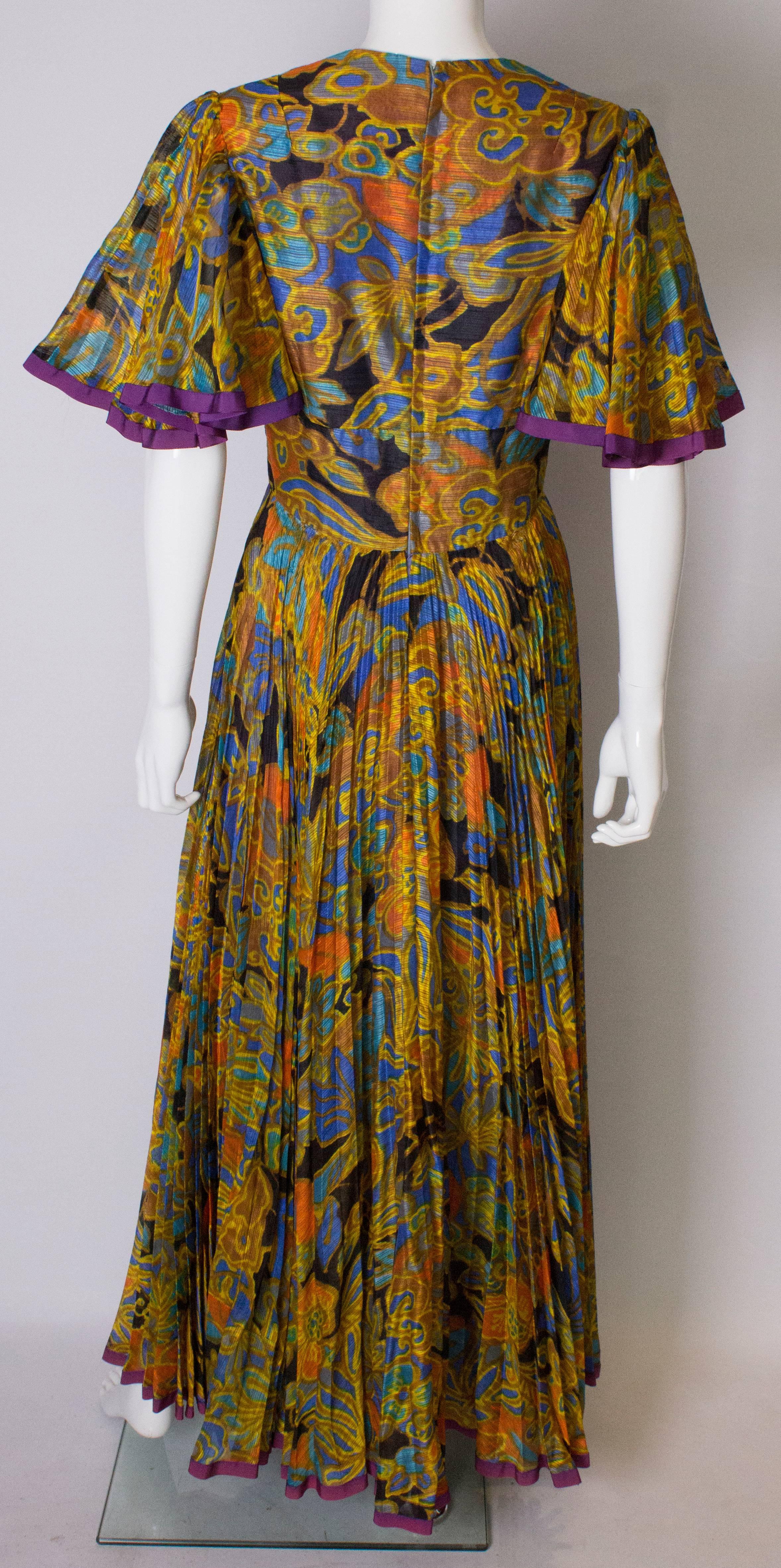 Women's A Vintage 1970s Ross Bergo for Harrods Pleated Gown For Sale