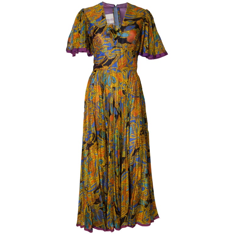 A Vintage 1970s Ross Bergo for Harrods Pleated Gown For Sale at 1stDibs