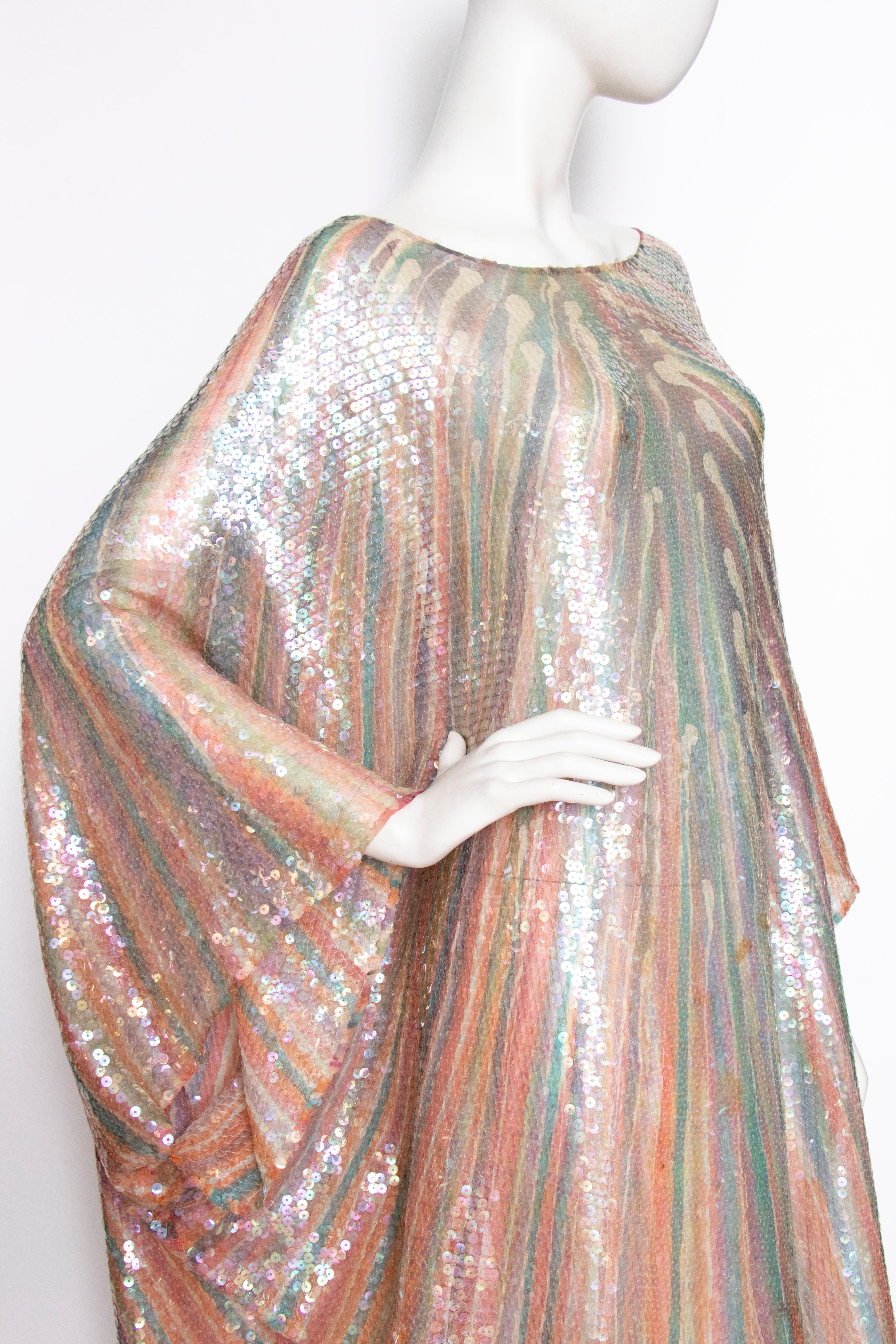 Women's or Men's A Vintage 1970s Sheer Sequin Halston Evening Dress 