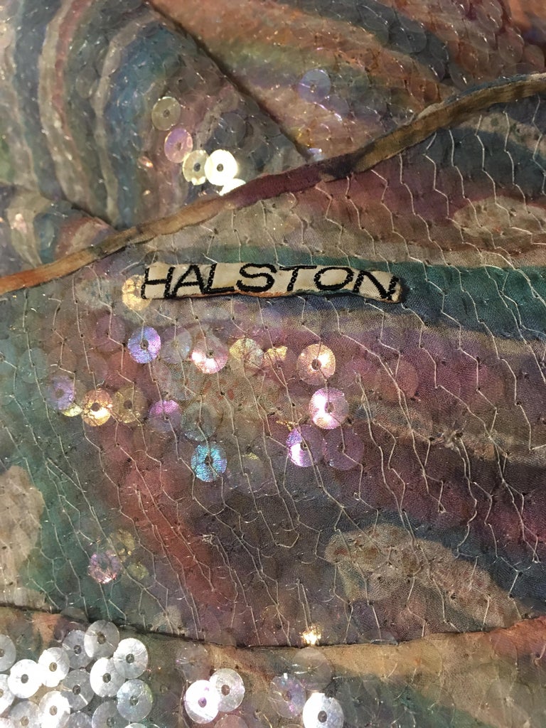 1970s Halston Burgundy Sequin Tunic or Mini Dress