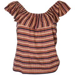 A Vintage 1970s striped off shoulder summer top by Yves Saint Laurent