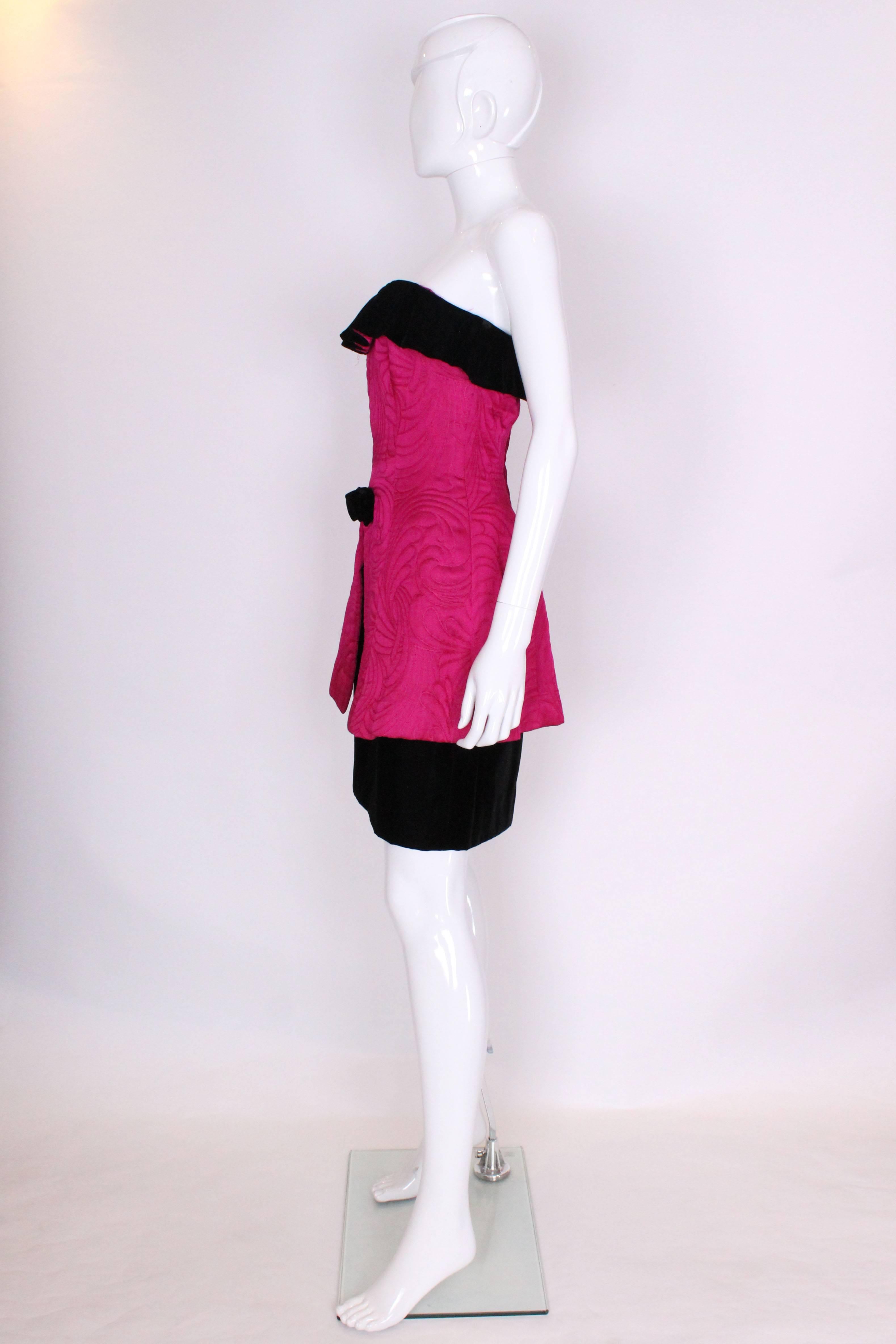A vintage 1980s pink strapless cocktail dress by Tomasz Starzewski In Excellent Condition In London, GB