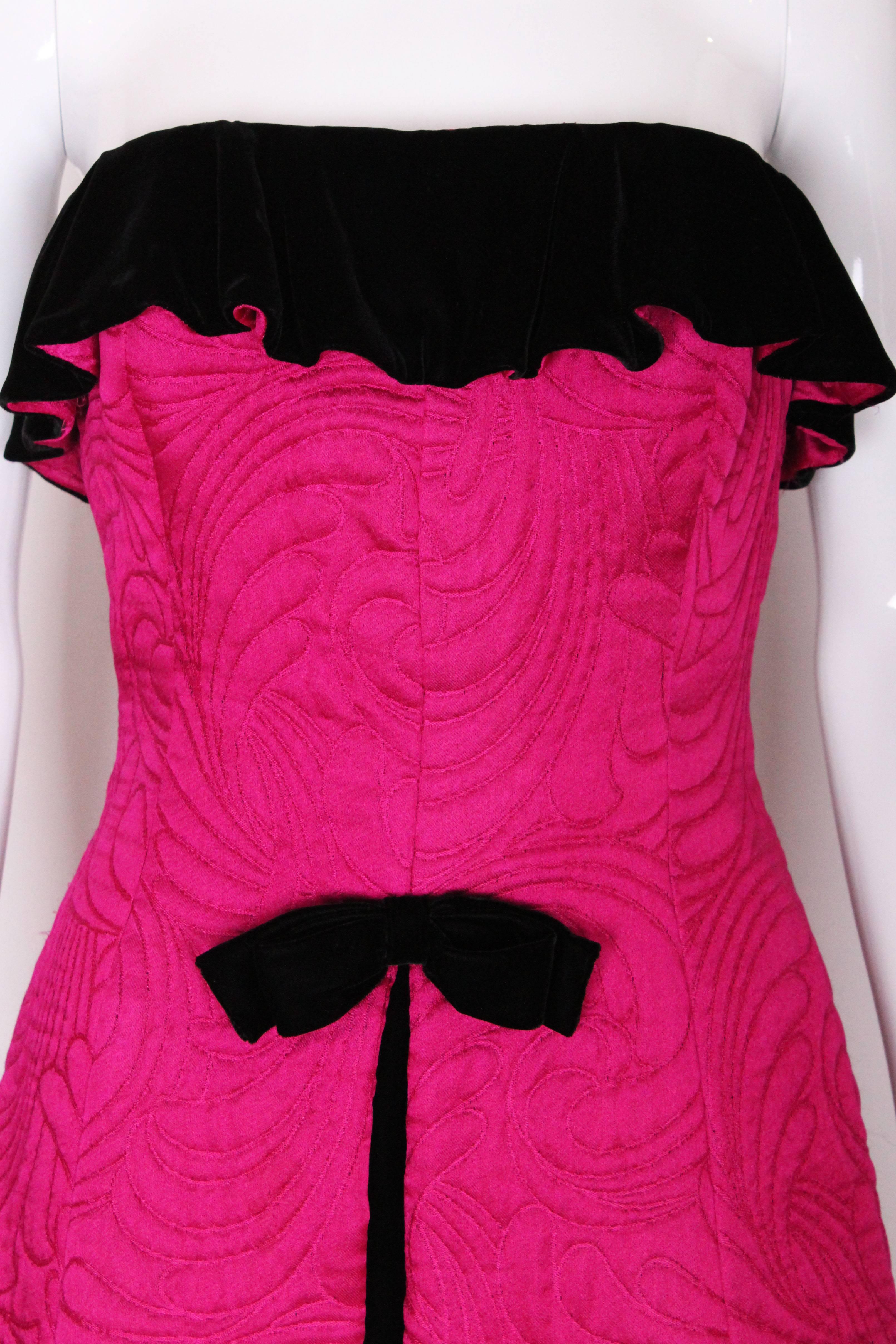 A vintage 1980s pink strapless cocktail dress by Tomasz Starzewski 2