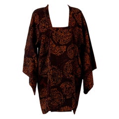 A vintage 1980s printed silk half length kimono