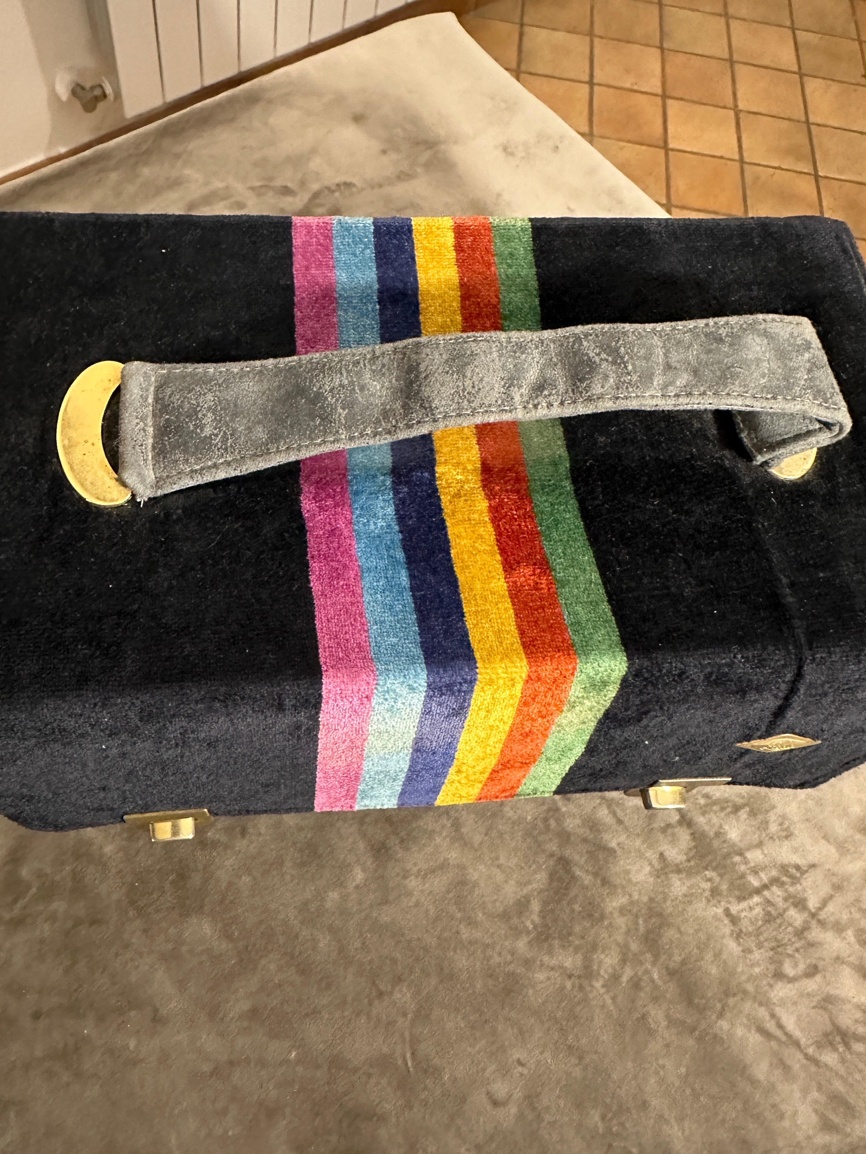 A Vintage 1980s Velvet Italian Beauty Case by Leda For Sale 3