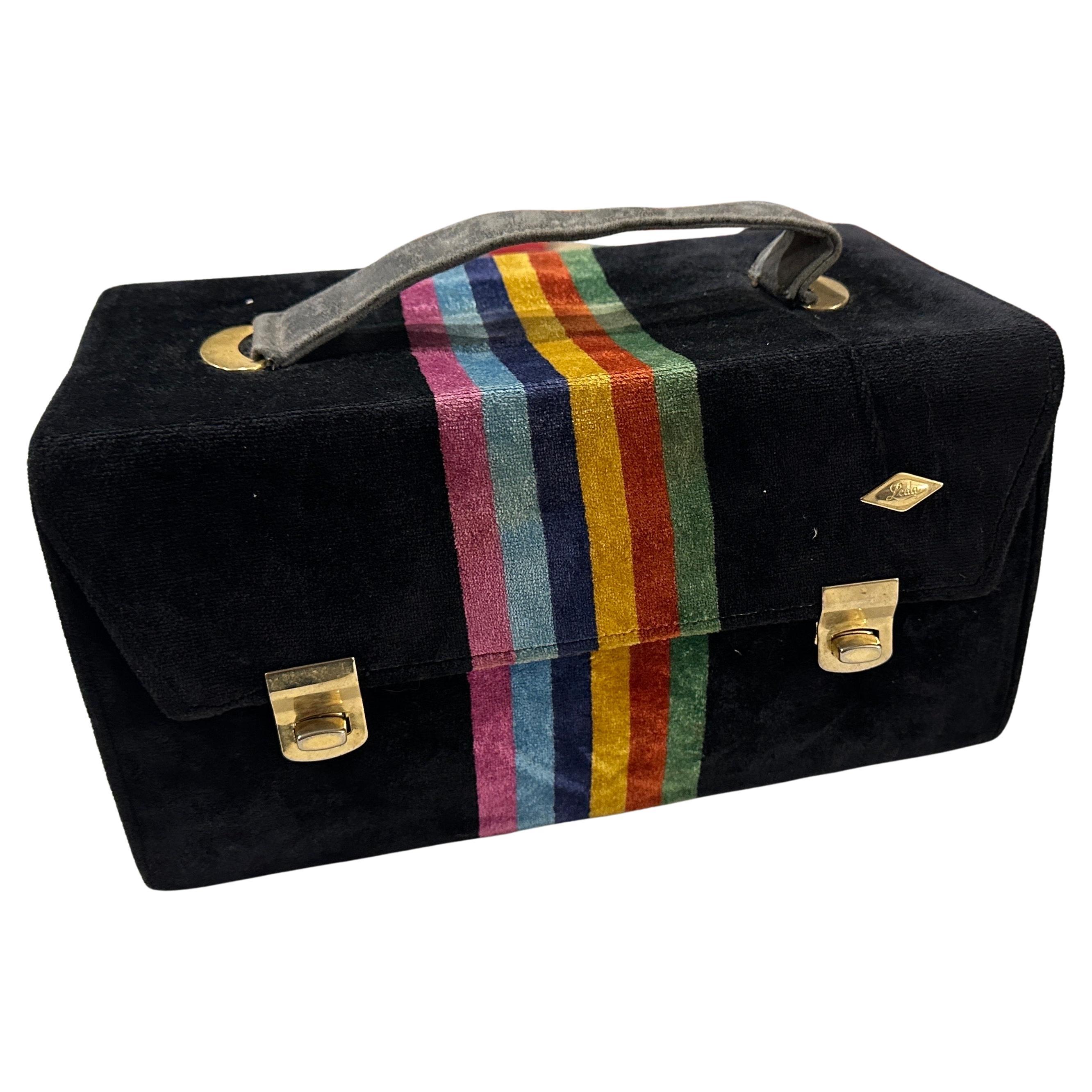 A Vintage 1980s Velvet Italian Beauty Case by Leda For Sale