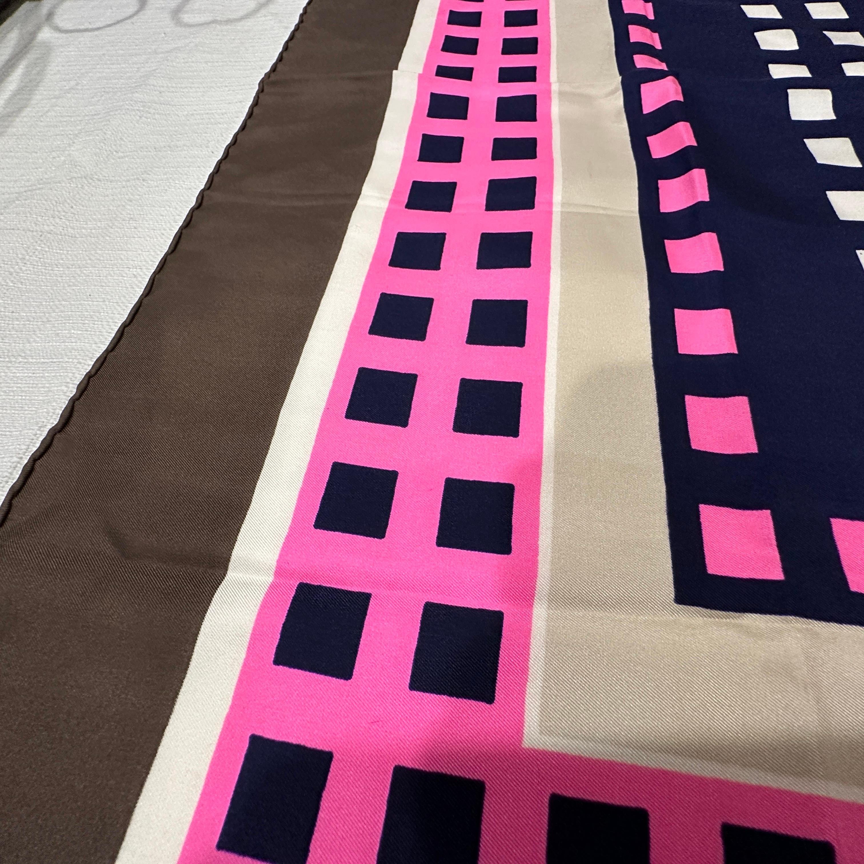 A Vintage 1980s Yves Saint Laurent Geometric Silk Scarf For Sale 5