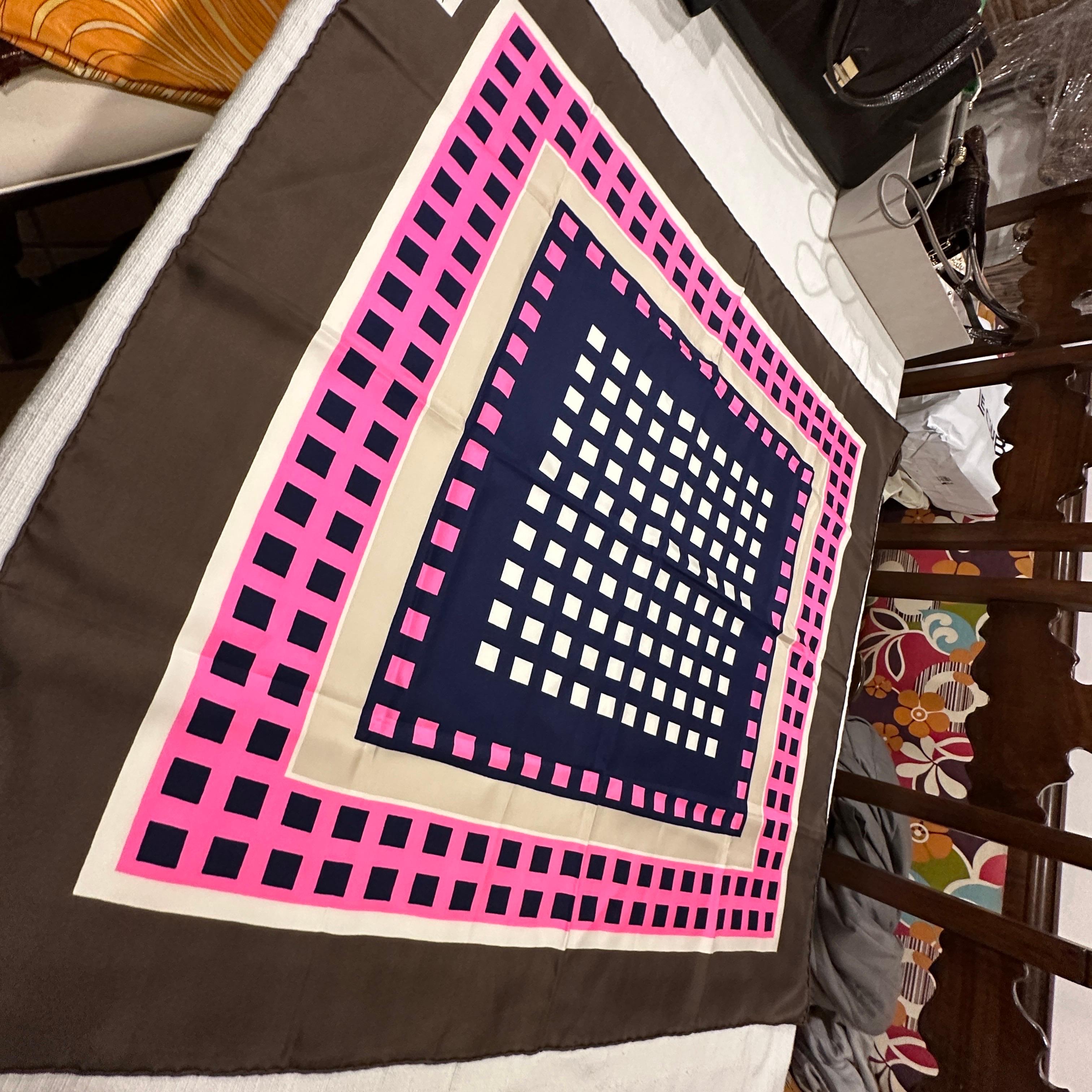 Women's or Men's A Vintage 1980s Yves Saint Laurent Geometric Silk Scarf For Sale