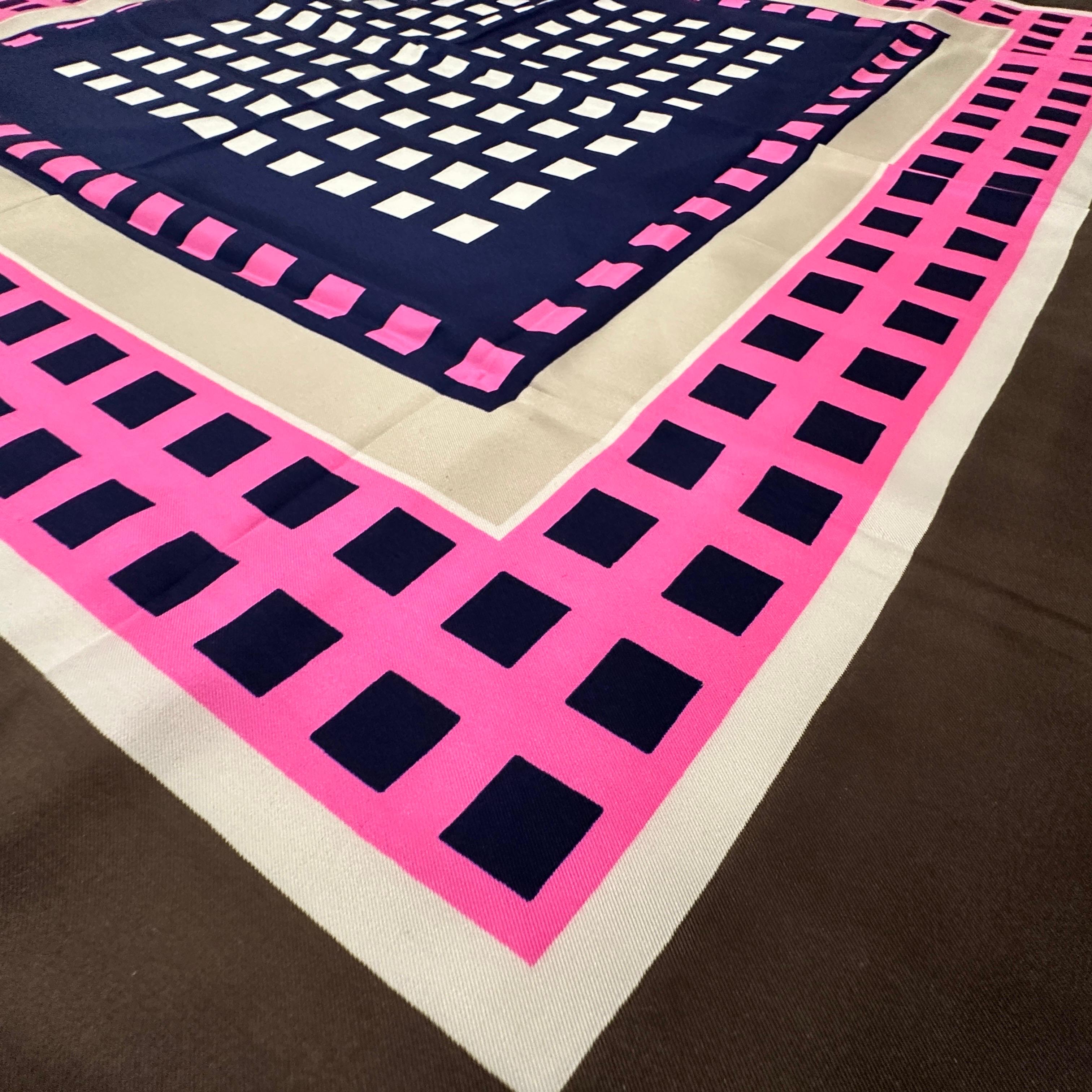 A Vintage 1980s Yves Saint Laurent Geometric Silk Scarf For Sale 1