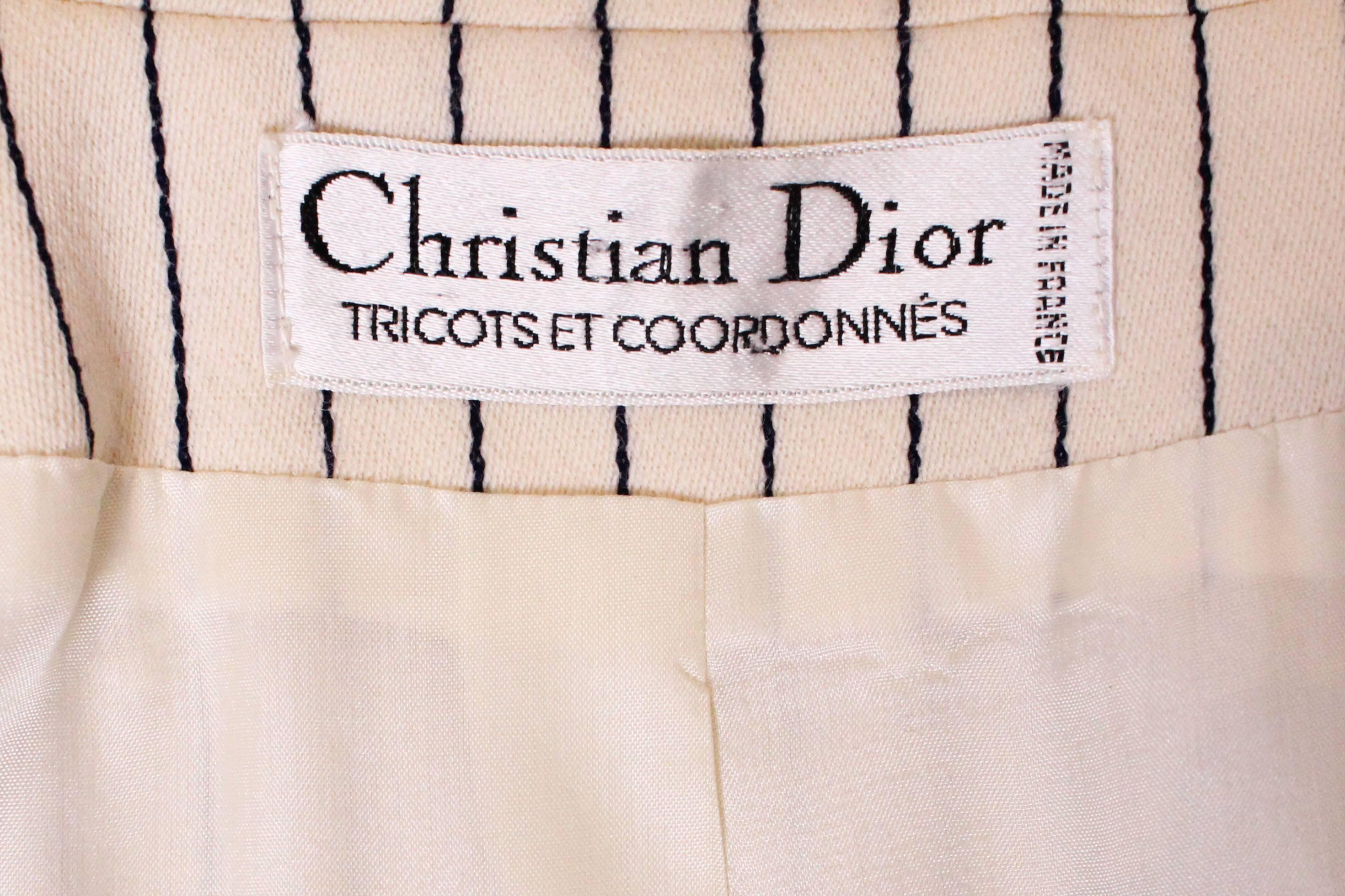 A vintage 1990s Christian Dior Cream and Black Pinstripe Suit 3