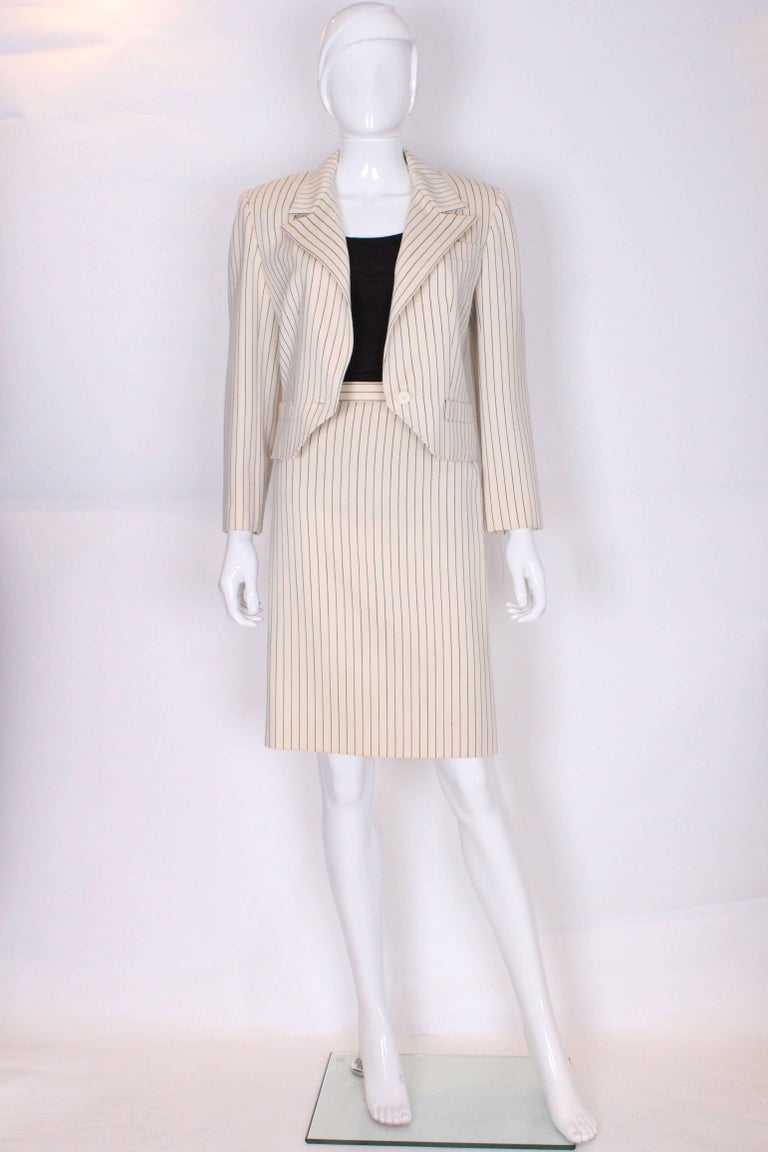 A vintage 1990s Christian Dior Cream and Black Pinstripe Suit at 1stDibs