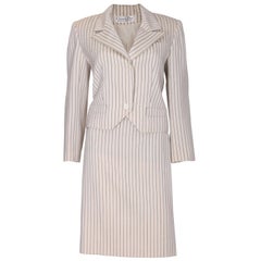 A vintage 1990s Christian Dior Cream and Black Pinstripe Suit