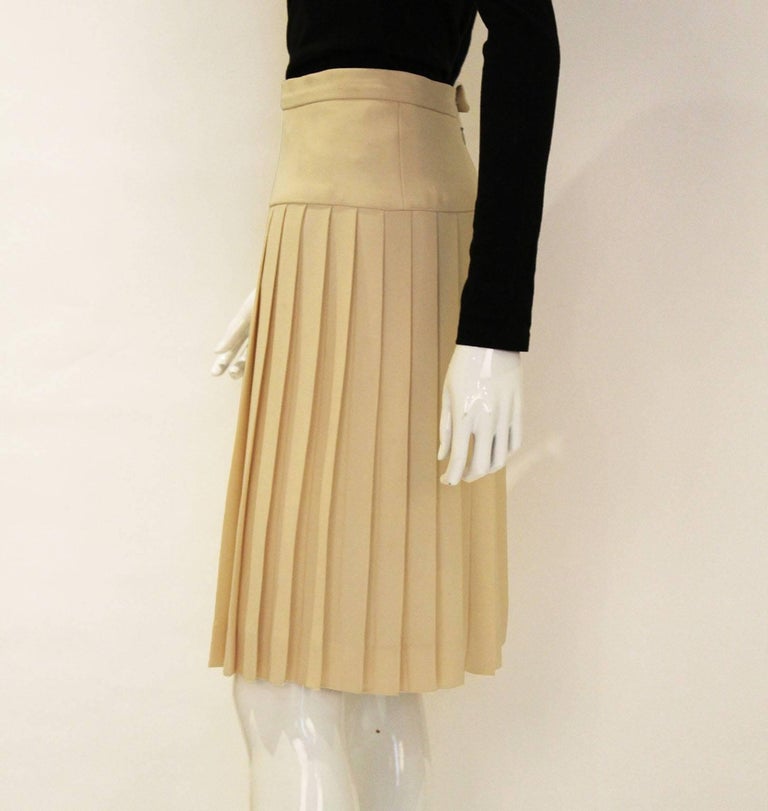 A vintage 1990s cream Chanel Silk Pleated Skirt at 1stDibs | chanel ...