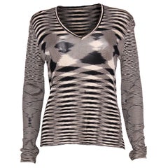 A vintage 1990s Missoni Black and Cream V neck Jumper