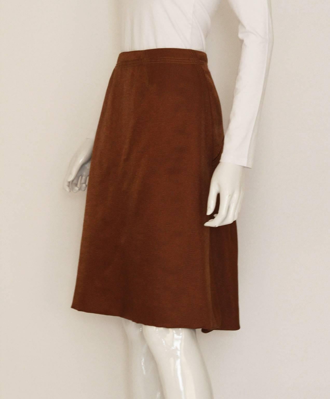 Marron Nina Ricci - Jupe vintage en bronze avec dos froncé, années 1990  en vente