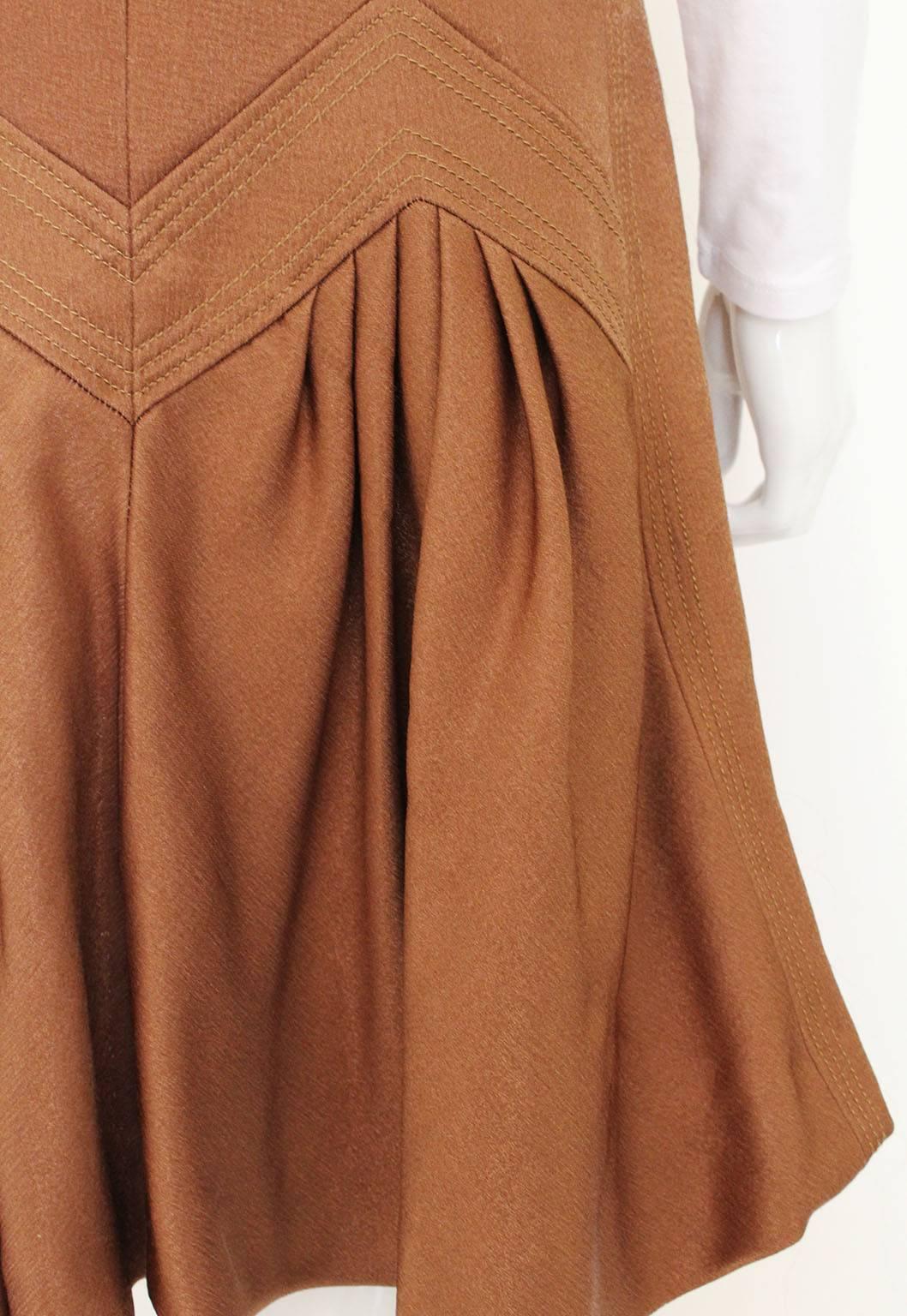 A vintage 1990s Nina Ricci Bronze Skirt with Gathered Back For Sale 1