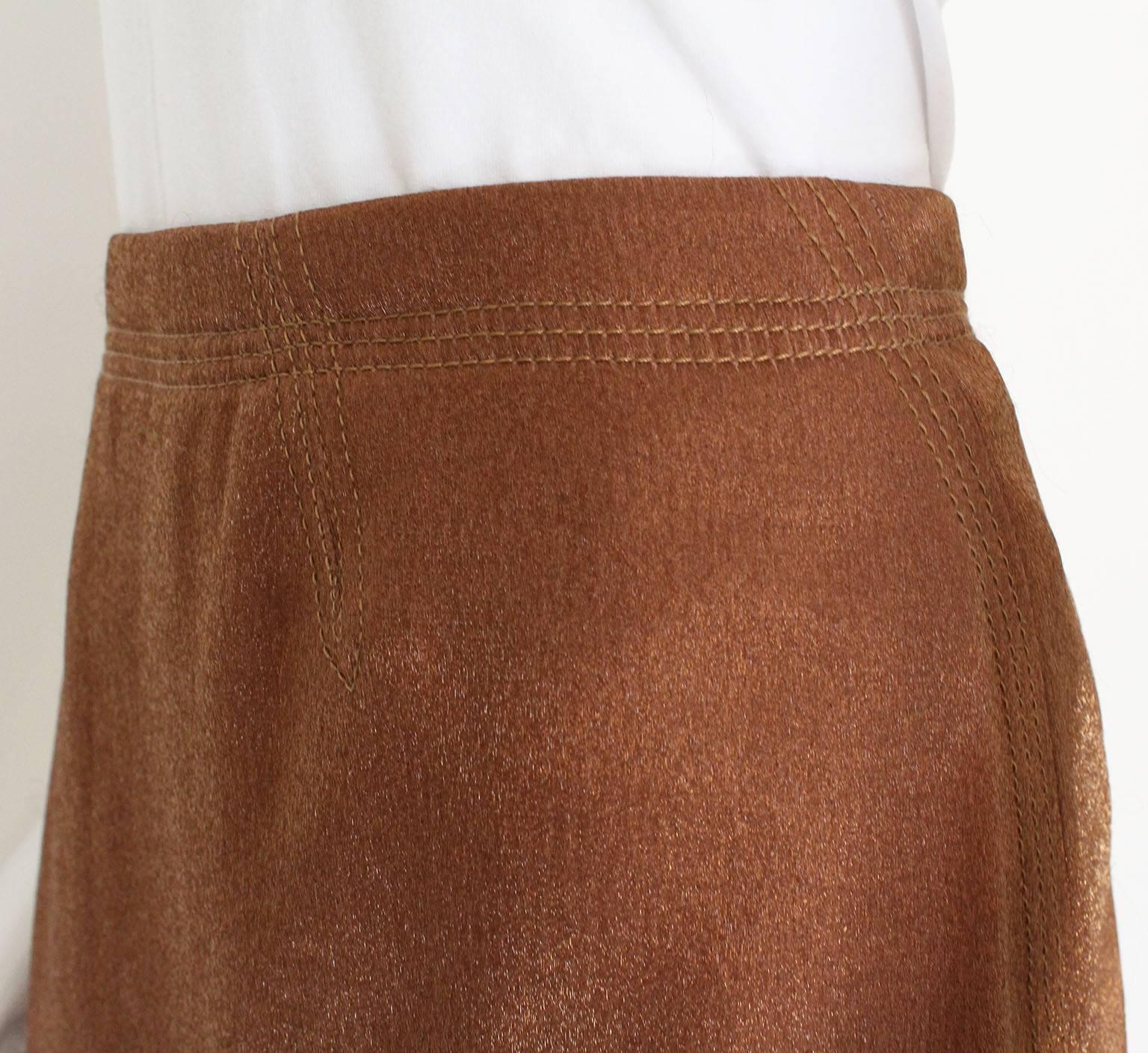 A vintage 1990s Nina Ricci Bronze Skirt with Gathered Back For Sale 3